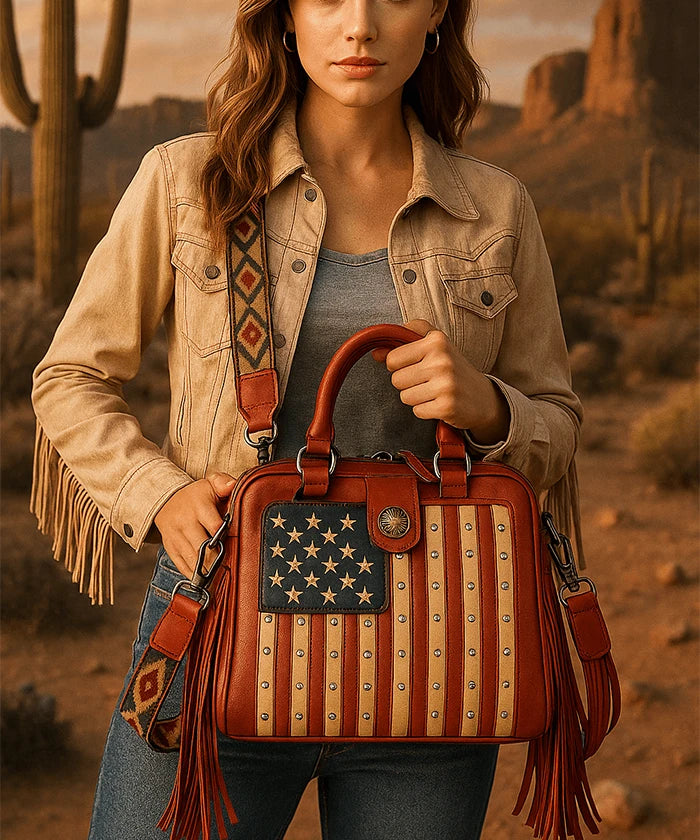 Montana West Liberty Doctor 3 Way Crossbody Bag - Limited Edition Patriotic Fringe Handbag for Women | Perfect for Work, Travel & Casual Outings