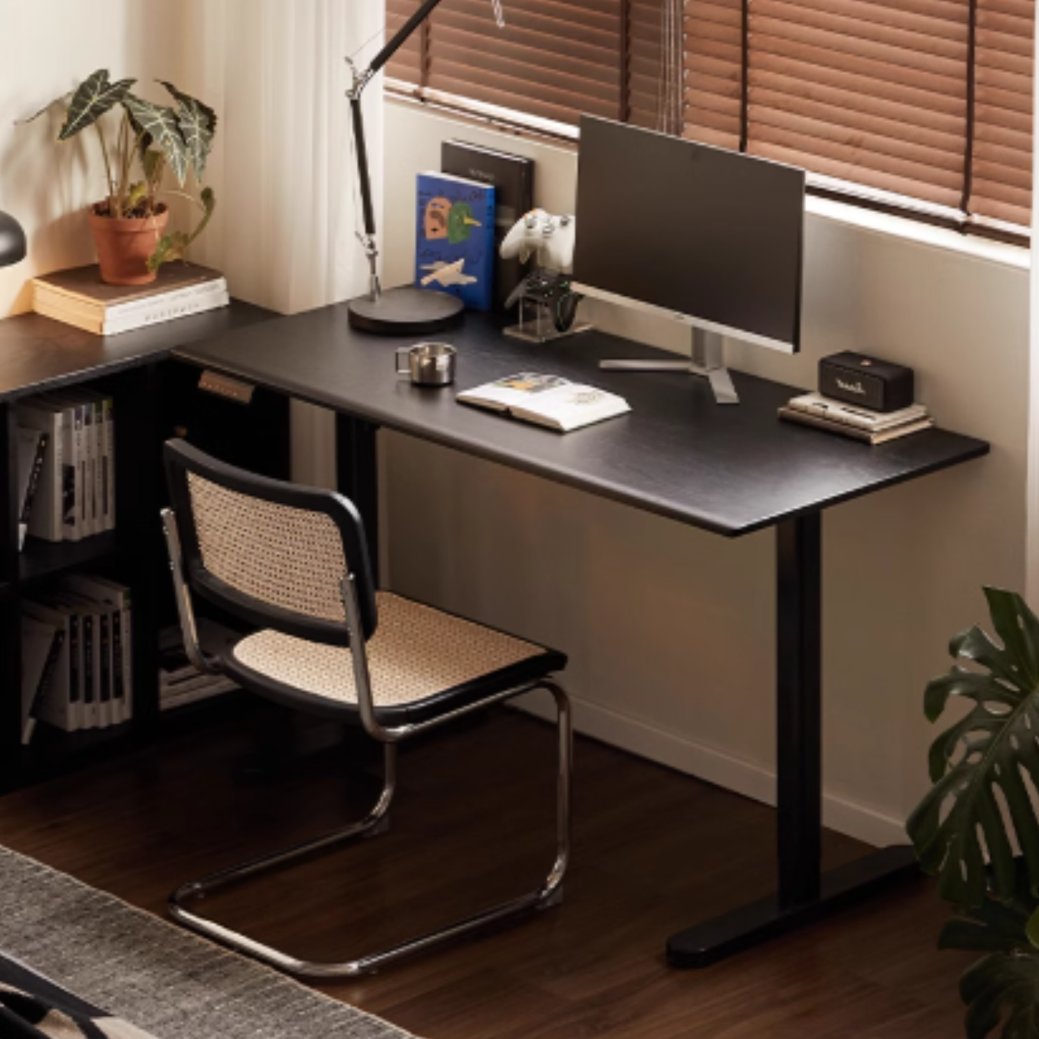 Solid Oak Wood Electric Height Adjustable Standing Desk - Ergonomic Home Office Desk for Work & Study