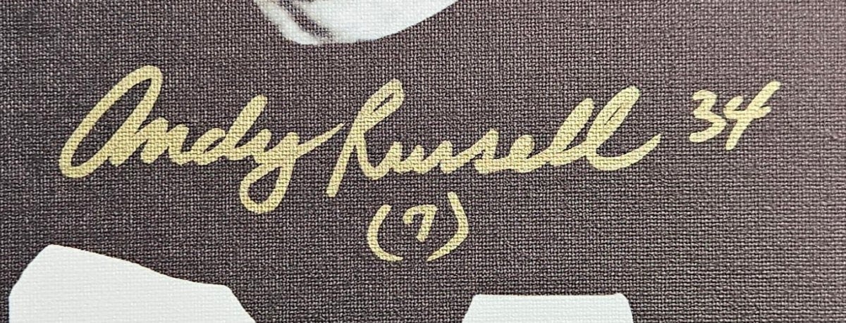 Ham Lambert Russell Autographed Pittsburgh Steelers Framed Canvas 22x28 with JSA Hologram - Perfect for Sports Memorabilia Collectors and Steelers Fans
