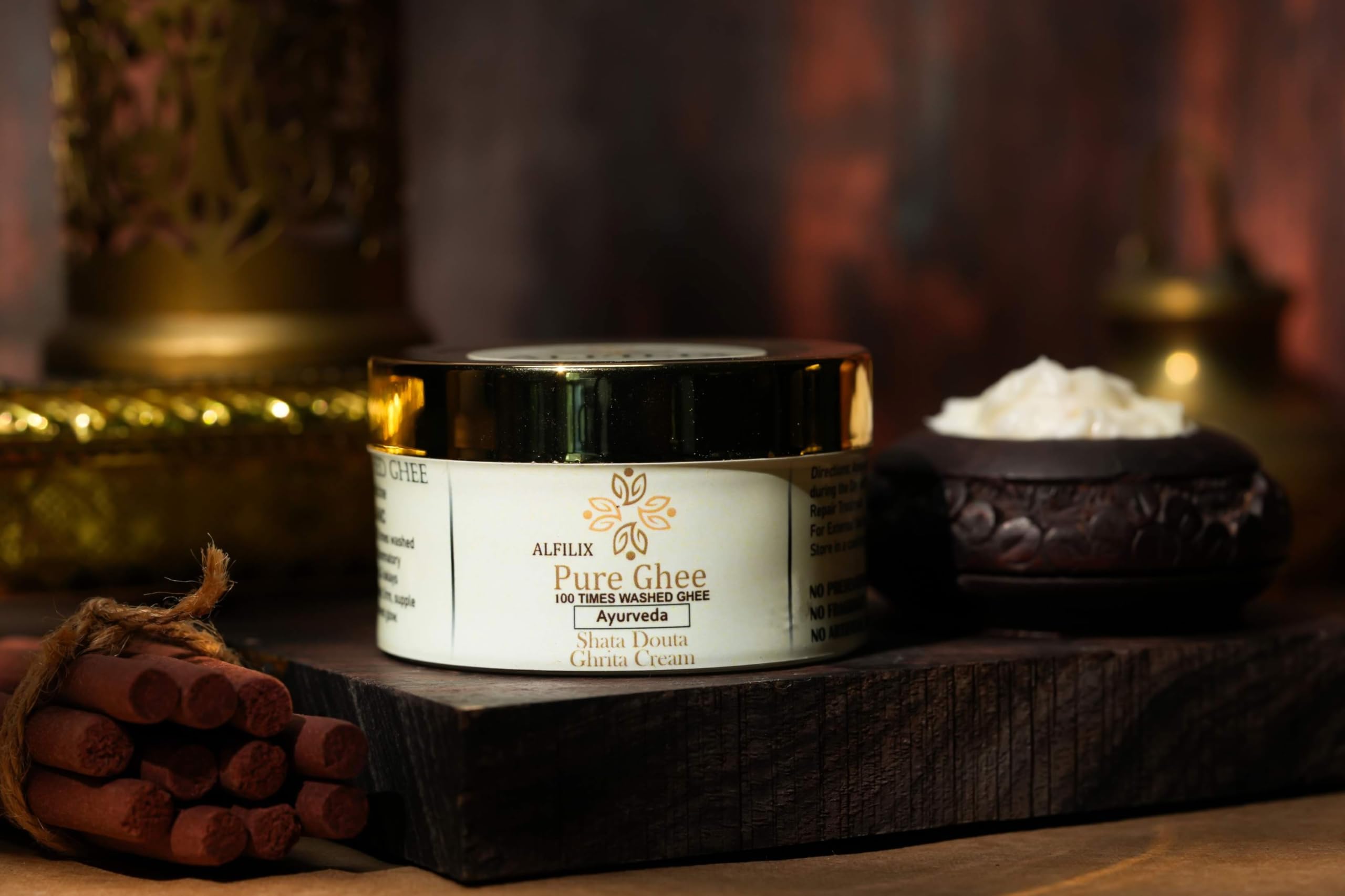 Shata Dhauta Ghrita - 100x Washed Ayurvedic Ghee Moisturizer | Organic Night Cream for Dry Skin, Wrinkles & Anti-Aging | Natural Face Cream for Deep Hydration, Skin Repair & Glow (5.25oz, Vanilla Scented) | Perfect for Nighttime Skincare Routine & Dry Skin Treatment