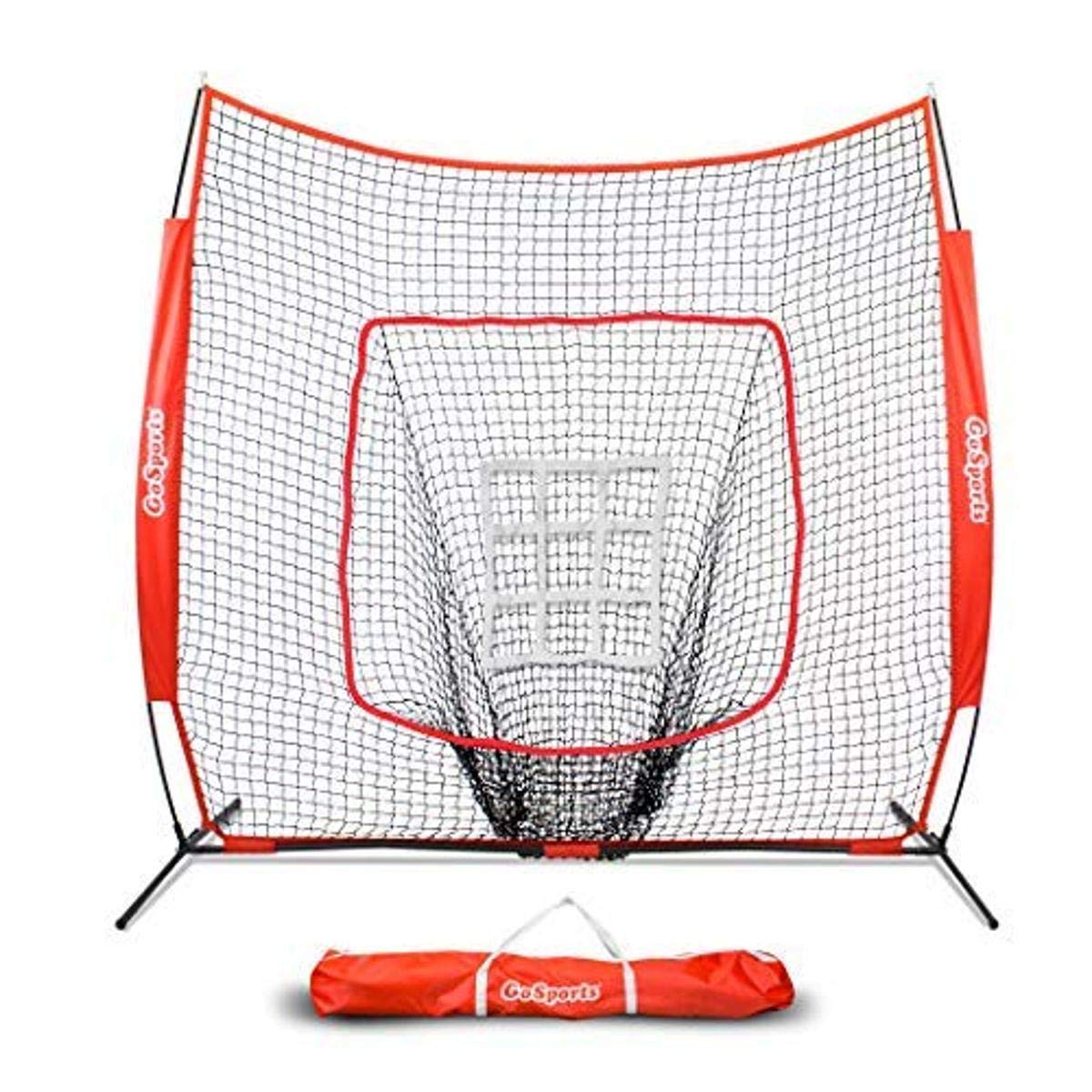 GoSports 7'x7' Baseball & Softball Practice Net with Strike Zone & XTRAMAN Dummy Batter - Portable Pitching & Hitting Training Kit for Backyard, Field, and Team Drills