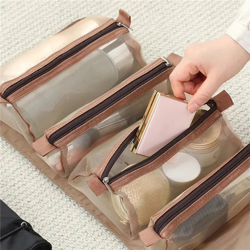 Stylish Portable Cosmetic Bag for Women - Travel Makeup Organizer with Multiple Pockets - Perfect for Travel, Gym & Daily Use