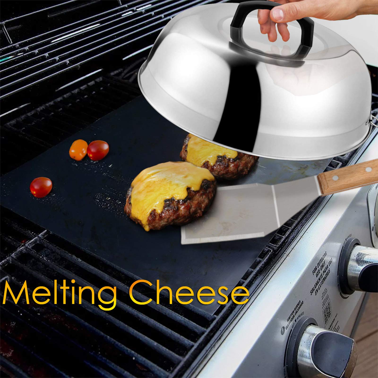 12 Inch Stainless Steel Cheese Melting Dome - Heavy Duty Round Basting Steam Cover for Griddle & BBQ - Dishwasher Safe (2 Pack) - Perfect for Indoor/Outdoor Cooking, Burgers, Pancakes & More