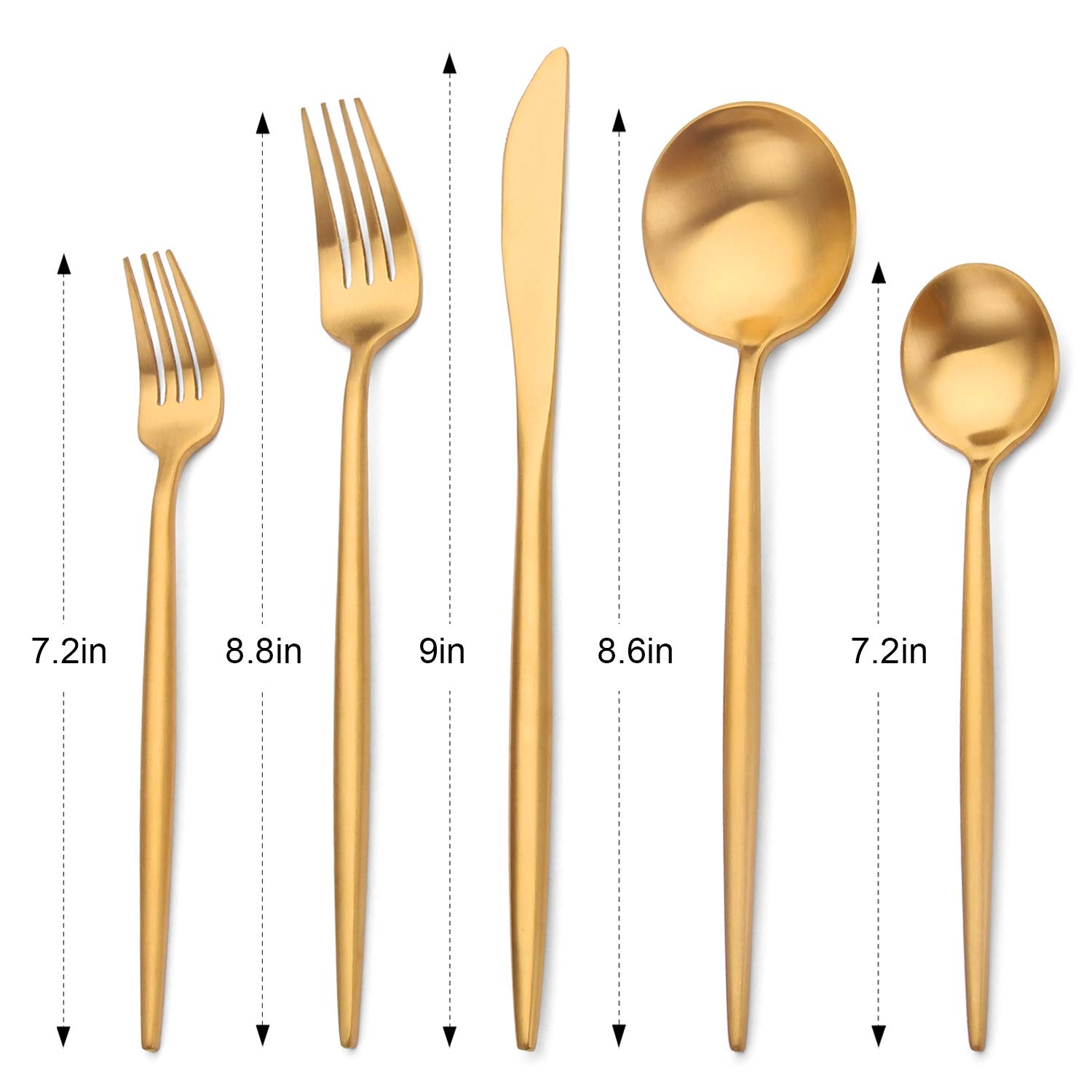 Premium Matte Gold Silverware Set - 20-Piece Stainless Steel Flatware Cutlery Set for 4 (Spoons & Forks) - Elegant Satin Finish, Dishwasher Safe - Perfect for Dinner Parties, Wedding Gifts & Upscale Dining