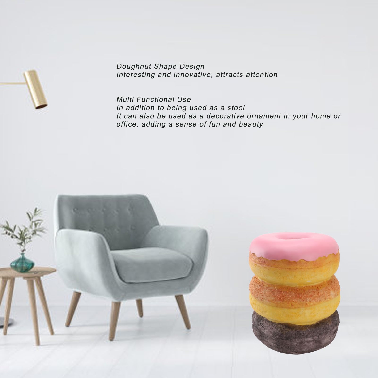 Donut-Shaped Resin Foot Stool - Creative Shoe Changing Bench for Entryway, Living Room, Bedroom & Office - Cute Simulated Food Decor for Hallway, Dorm Room & Home Decor | Perfect for Relaxing, Shoe Changes & Adding Whimsical Style