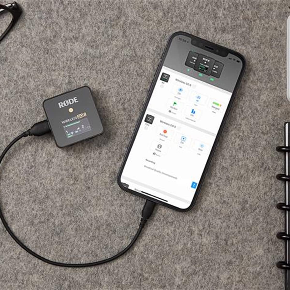 Rode Wireless GO 2 Dual Compact Digital Wireless Microphone System with Rode SC15 USB-C to Lightning Cable - Perfect for Vlogging, Podcasting, Interviews & Content Creation