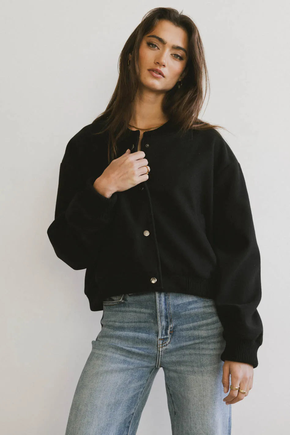 Black Molly Bomber Jacket for Women - Stylish & Warm Outerwear for Fall & Winter - Perfect for Casual Outings, Travel & Streetwear Fashion