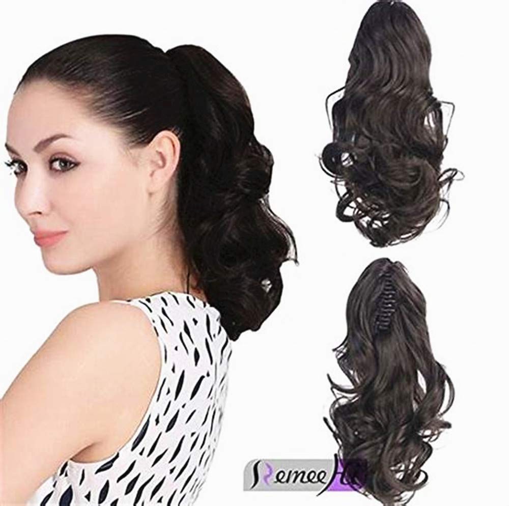 Remeehi 30inch Body Wave Real Human Hair Ponytail Extensions with Claw Clip - 165g 18# Dark Ash Blonde for Women | Perfect for Parties, Weddings & Daily Styling