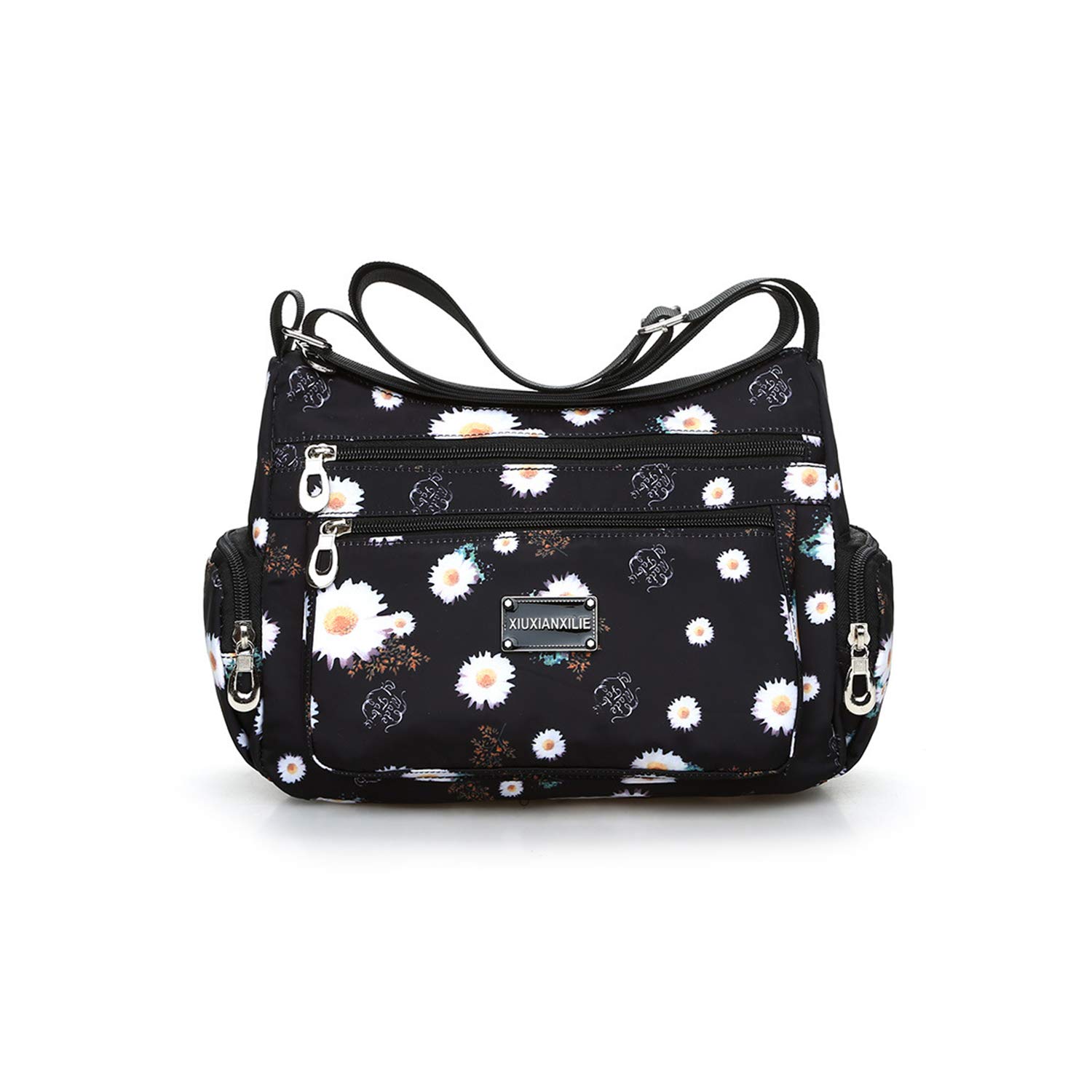 NOTAG Women's Crossbody Bag - Stylish Nylon Shoulder Purse with Floral Print & Multiple Pockets | Perfect for Travel, Shopping & Everyday Use