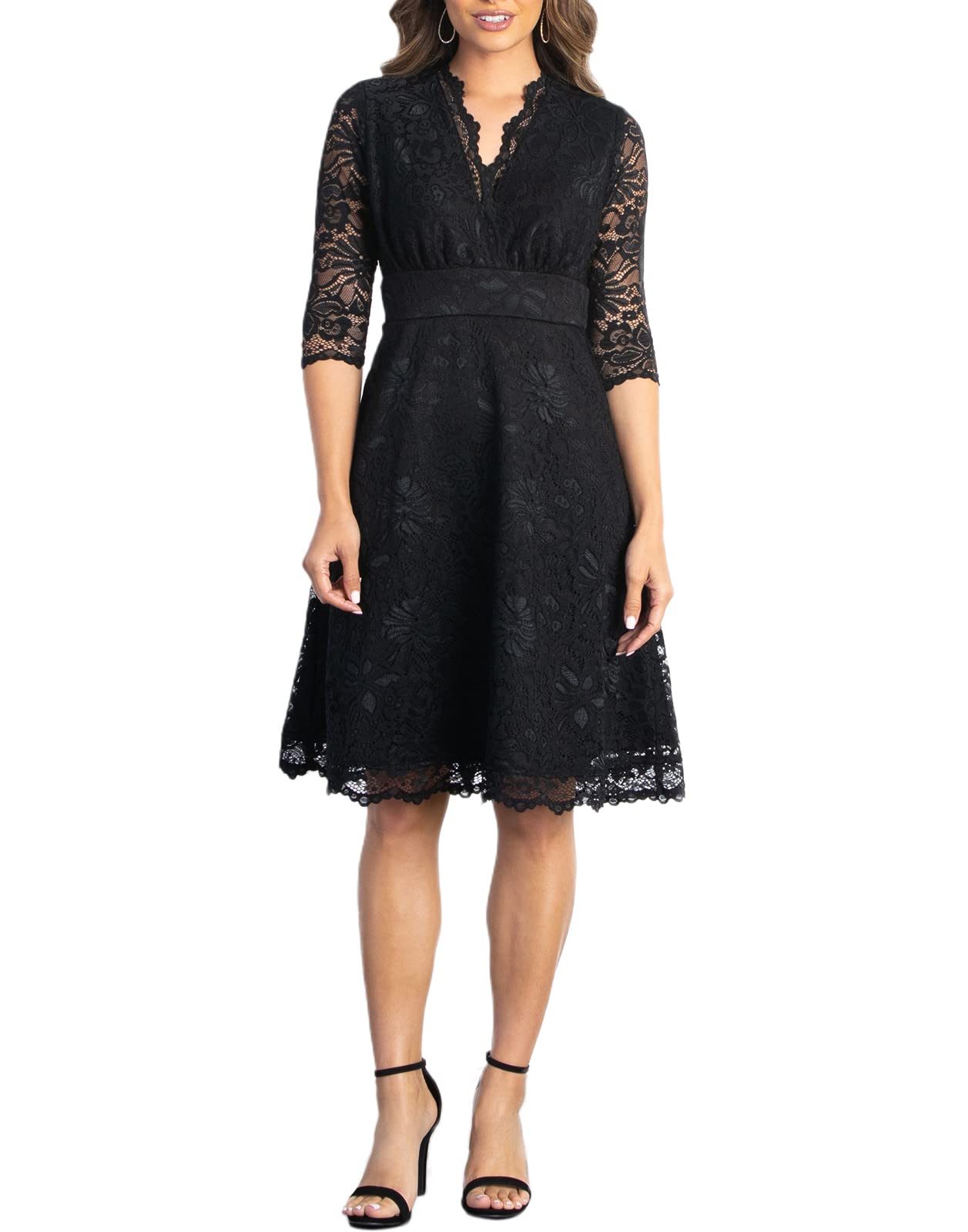 Kiyonna Women's Plus Size Mademoiselle Lace Cocktail Dress for Special Occasions - Elegant Party, Wedding Guest & Formal Evening Wear