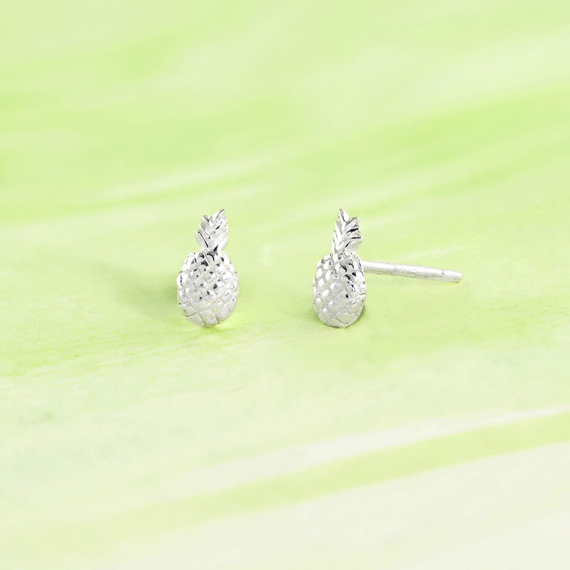 Sterling Silver Pineapple Stud Earrings for Women - Dainty & Hypoallergenic Jewelry - Perfect for Everyday Wear, Gifts & Tropical Vacations