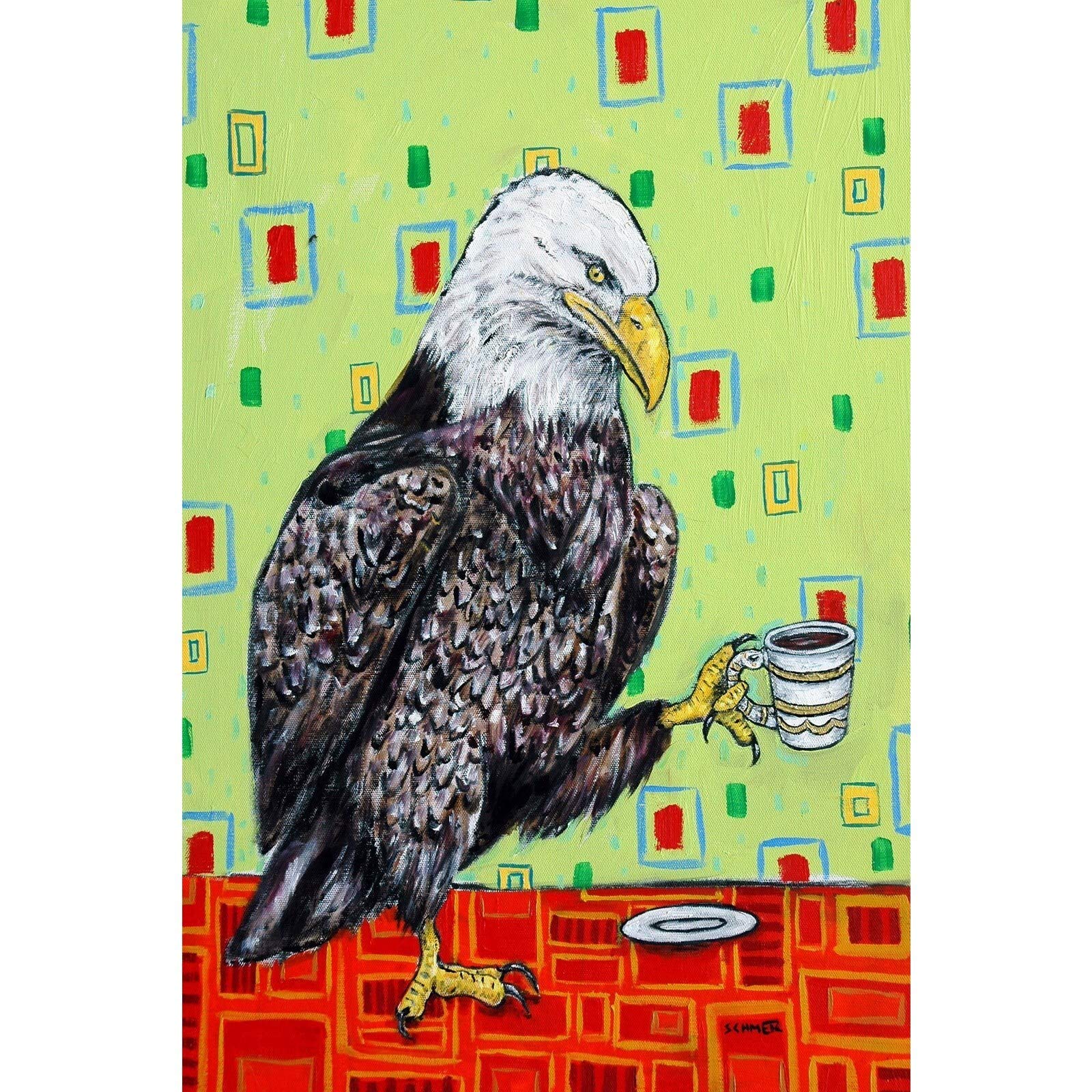 Handmade Eagle Coffee Print Wrapped Canvas Wall Art - 20x30 Inches, Premium Home Decor for Living Room, Bedroom & Office - Marmont Hill