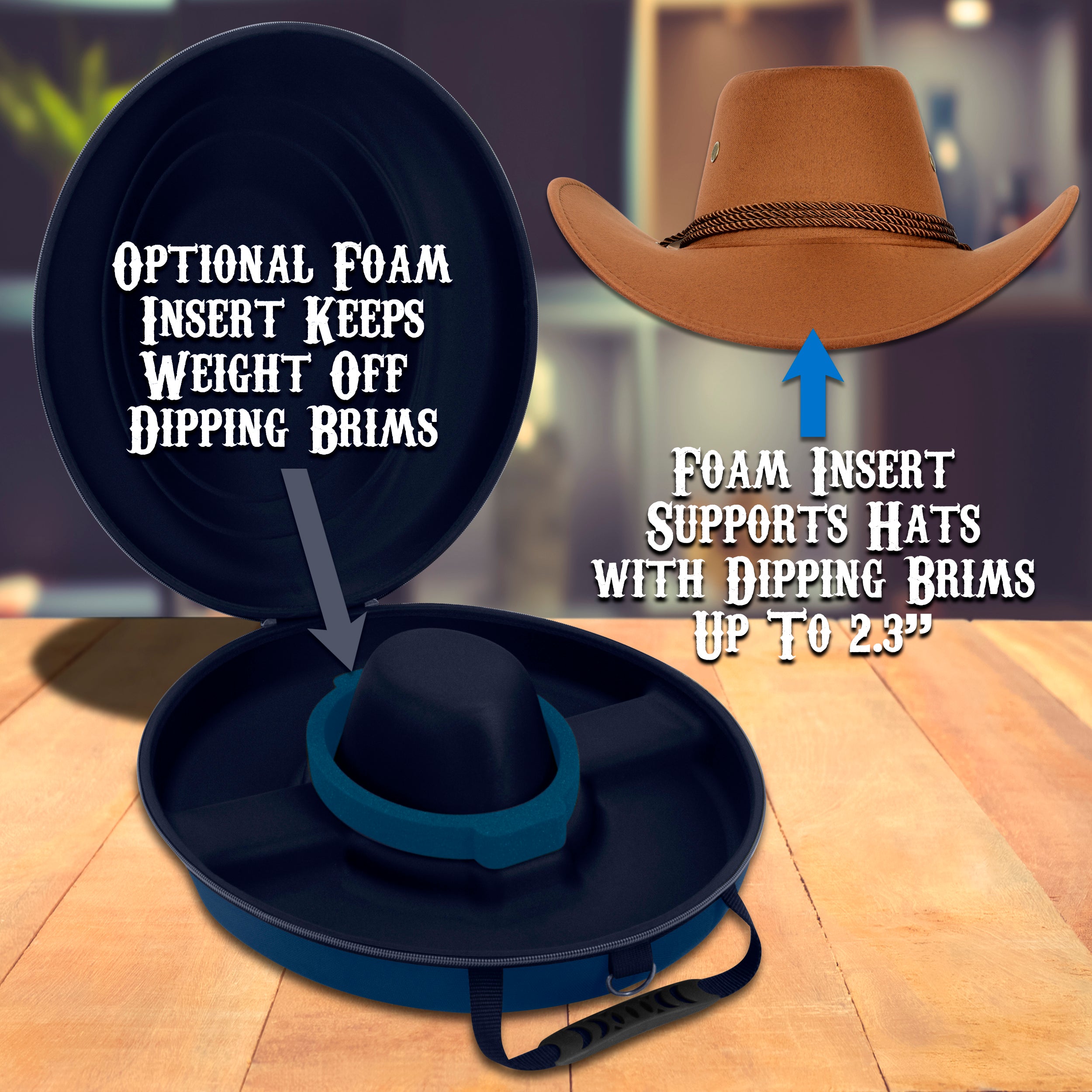 CASEMATIX Cowboy Hat Storage Box - Hard Shell Hat Case for Brims Up To 4.75