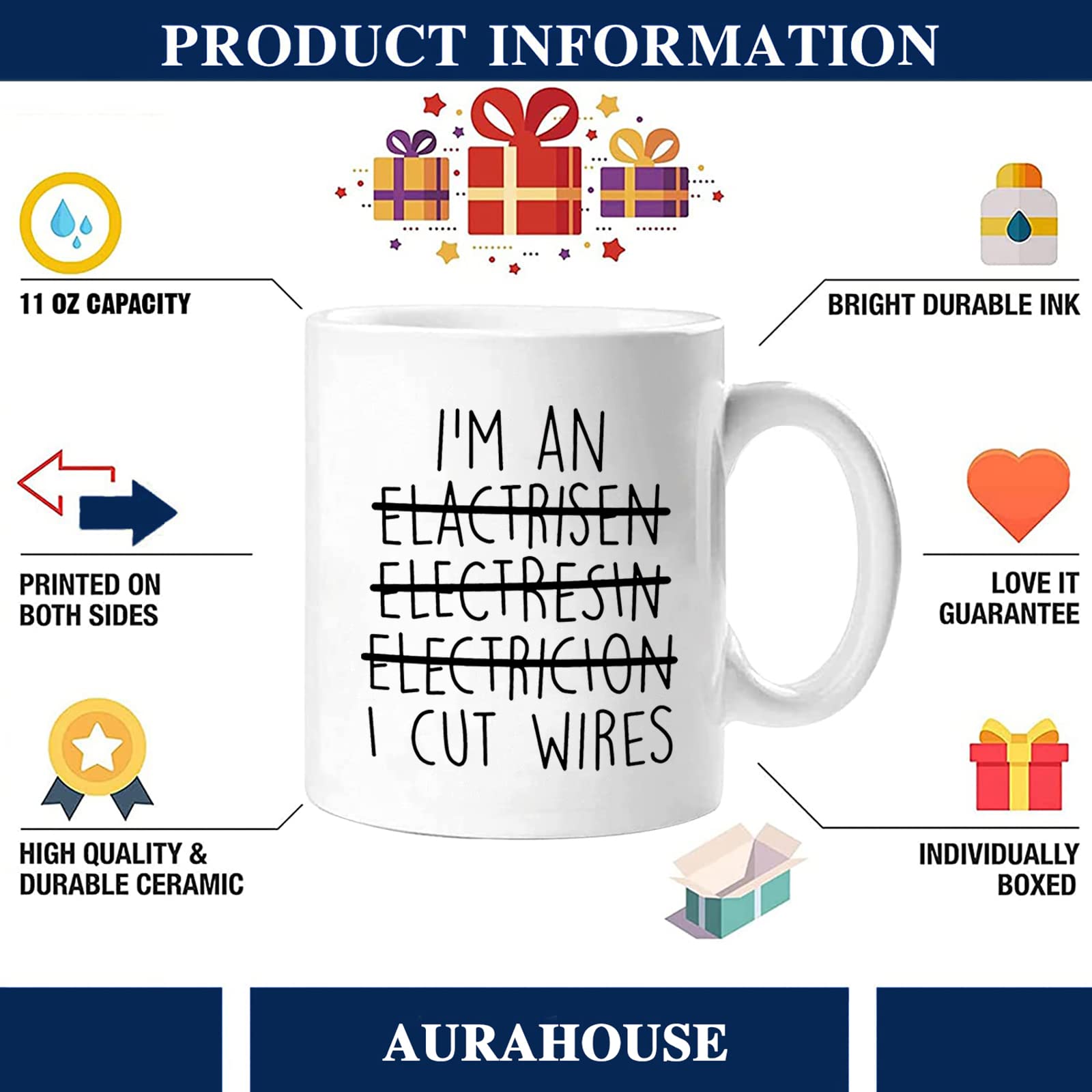 Funny Electrician Coffee Mug 11oz - Perfect Electrician Gifts for Men & Women, Birthday, Christmas, Father's Day & Graduation - Great for Office, Job Site & Home Use