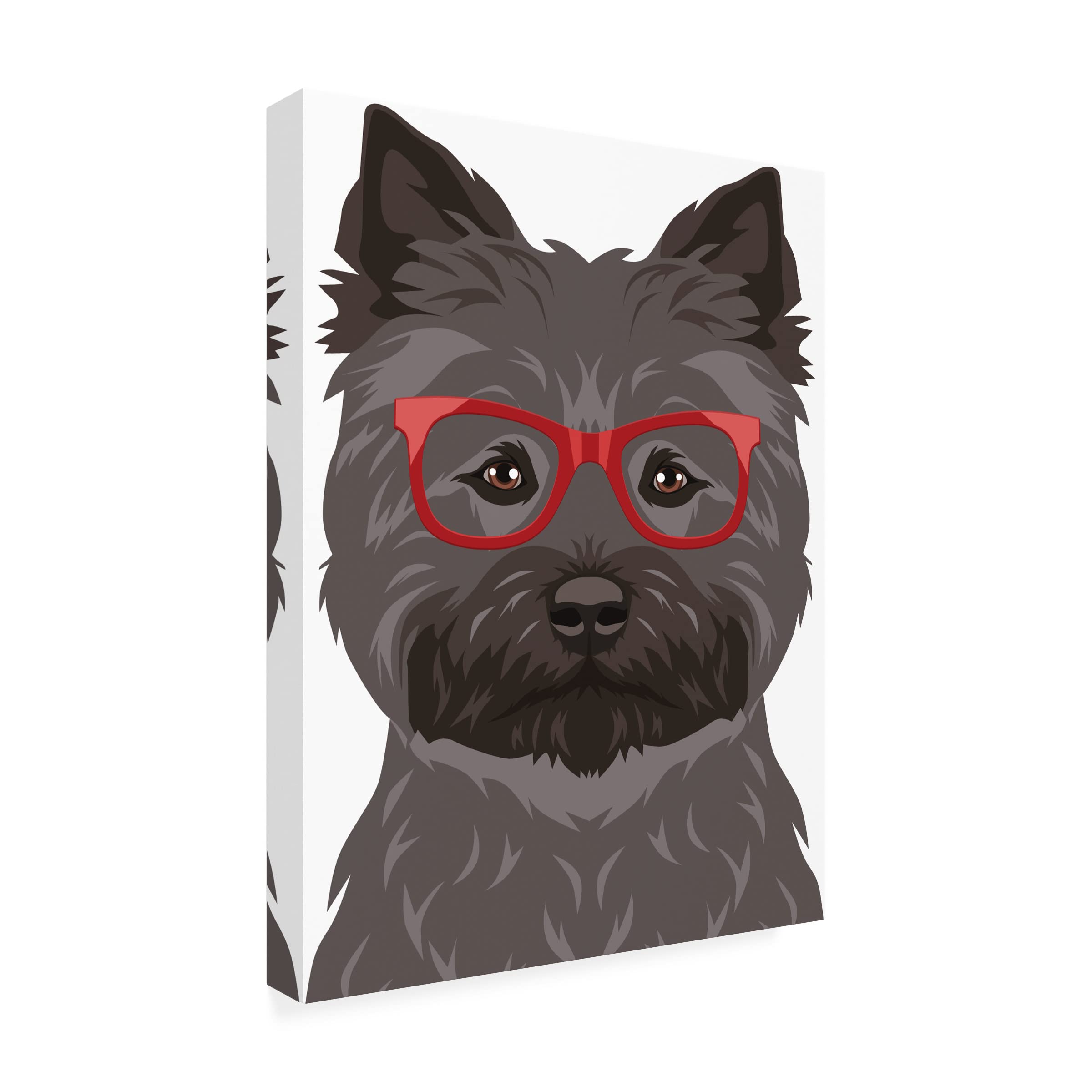 Trademark Fine Art 'Cairn Terrier Wearing Hipster Glasses 2' Canvas Wall Art Print by Furbaby Affiliates - Perfect for Living Room, Bedroom & Office Decor