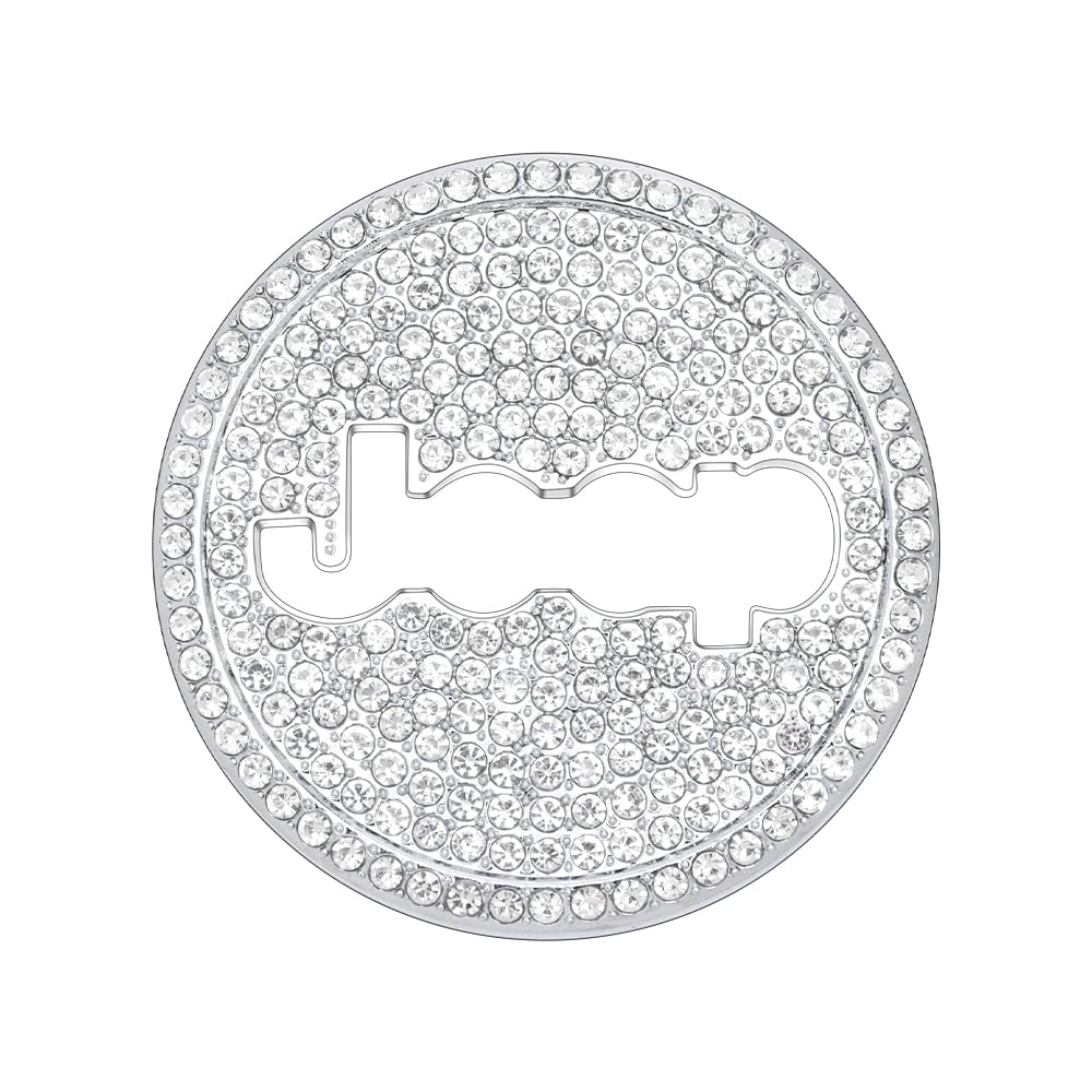1797 Jeep Steering Wheel Emblem Cover - Compatible with Compass, Grand Cherokee, Wrangler, Renegade & Patriot - Crystal Silver Bling Logo Cap Sticker (Small Size) | Premium Car Interior Accessories for Style & Protection