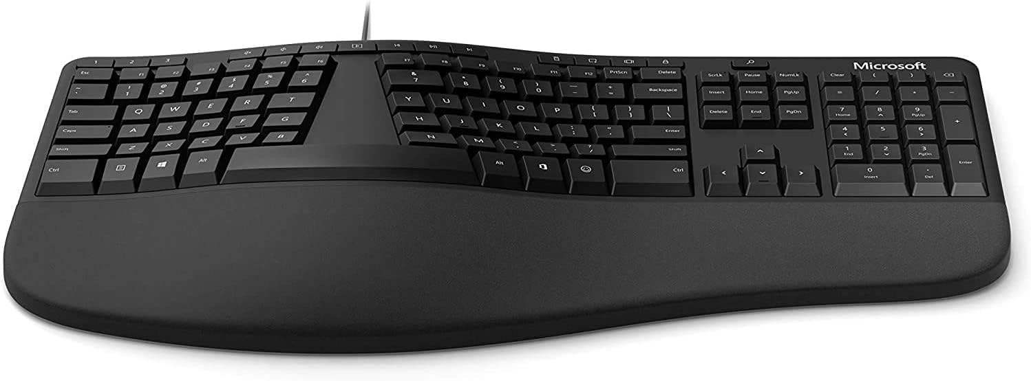 Microsoft Ergonomic Keyboard for Business - Wired USB Keyboard (LXM-00001) | Comfort Typing for Office, Home & Gaming | Reduce Wrist Strain & Improve Posture