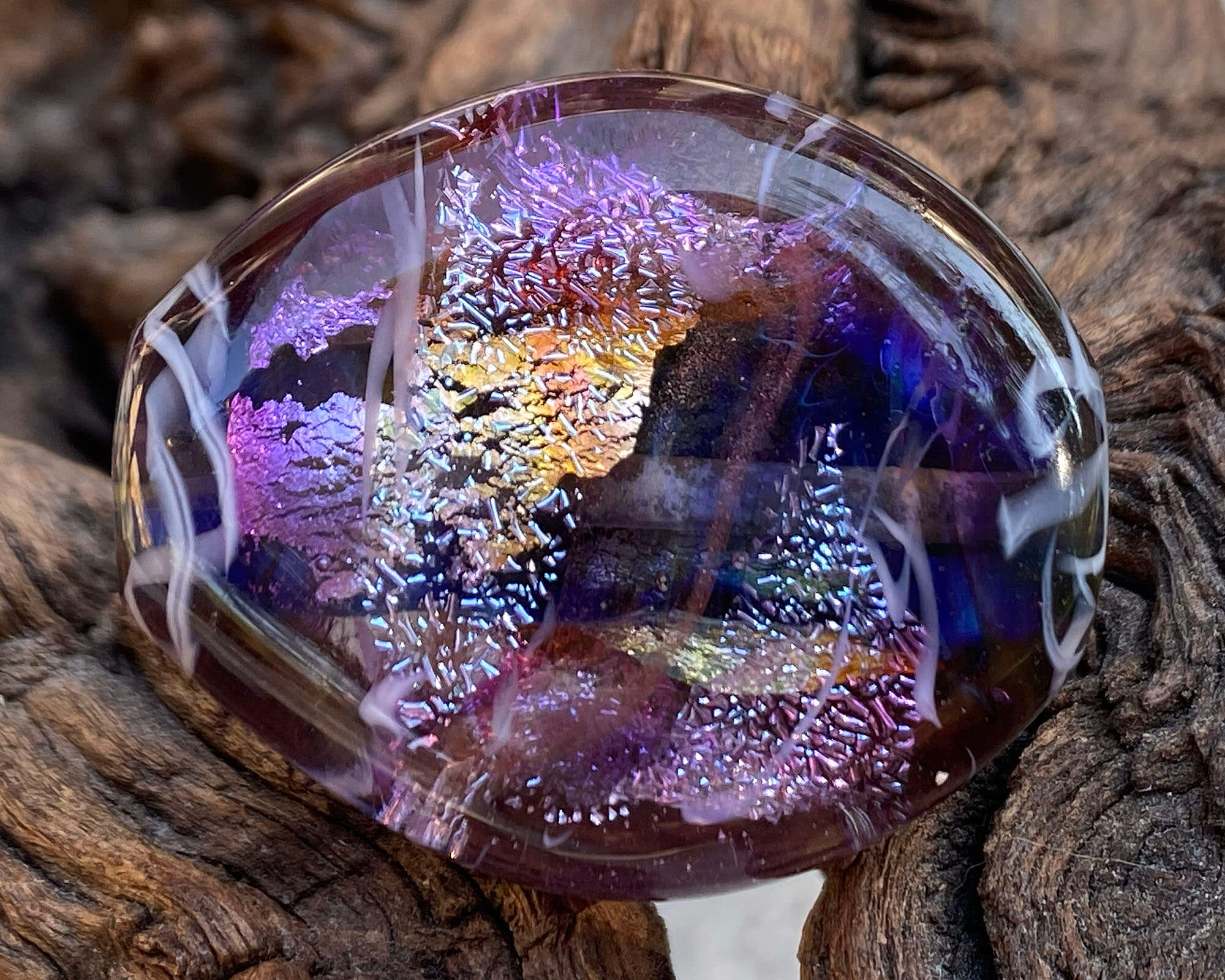 Vibrant Purple Dichroic Glass Lampwork Focal Bead for Jewelry Making - Handmade Artisan Bead for Necklaces, Bracelets & DIY Crafts