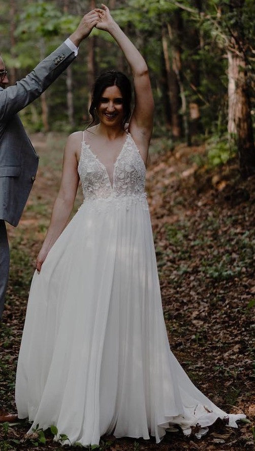 Jenny Yoo Kelsey Gown - Elegant A-Line Wedding Dress with Lace Details | Perfect for Bridal, Formal Events & Special Occasions
