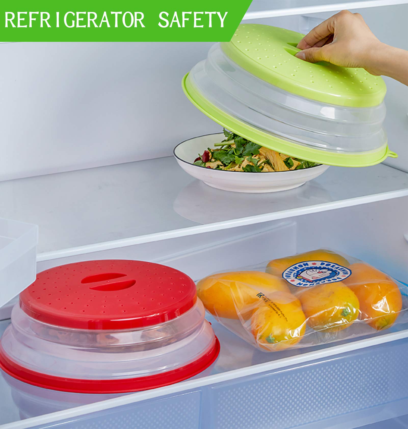 WENWELL Microwave Splatter Cover - 10.5 Inch BPA-Free Silicone & Plastic Splash Guard for Bowls & Plates (2-Pack) | Dishwasher Safe | Perfect for Reheating Food & Preventing Messes in Microwave Cooking