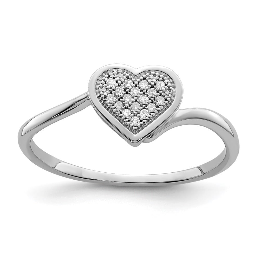 Diamond2Deal 925 Sterling Silver Diamond Heart Ring (0.05 ct) - Elegant Jewelry Gift for Women, Valentine's Day, Anniversary & Special Occasions