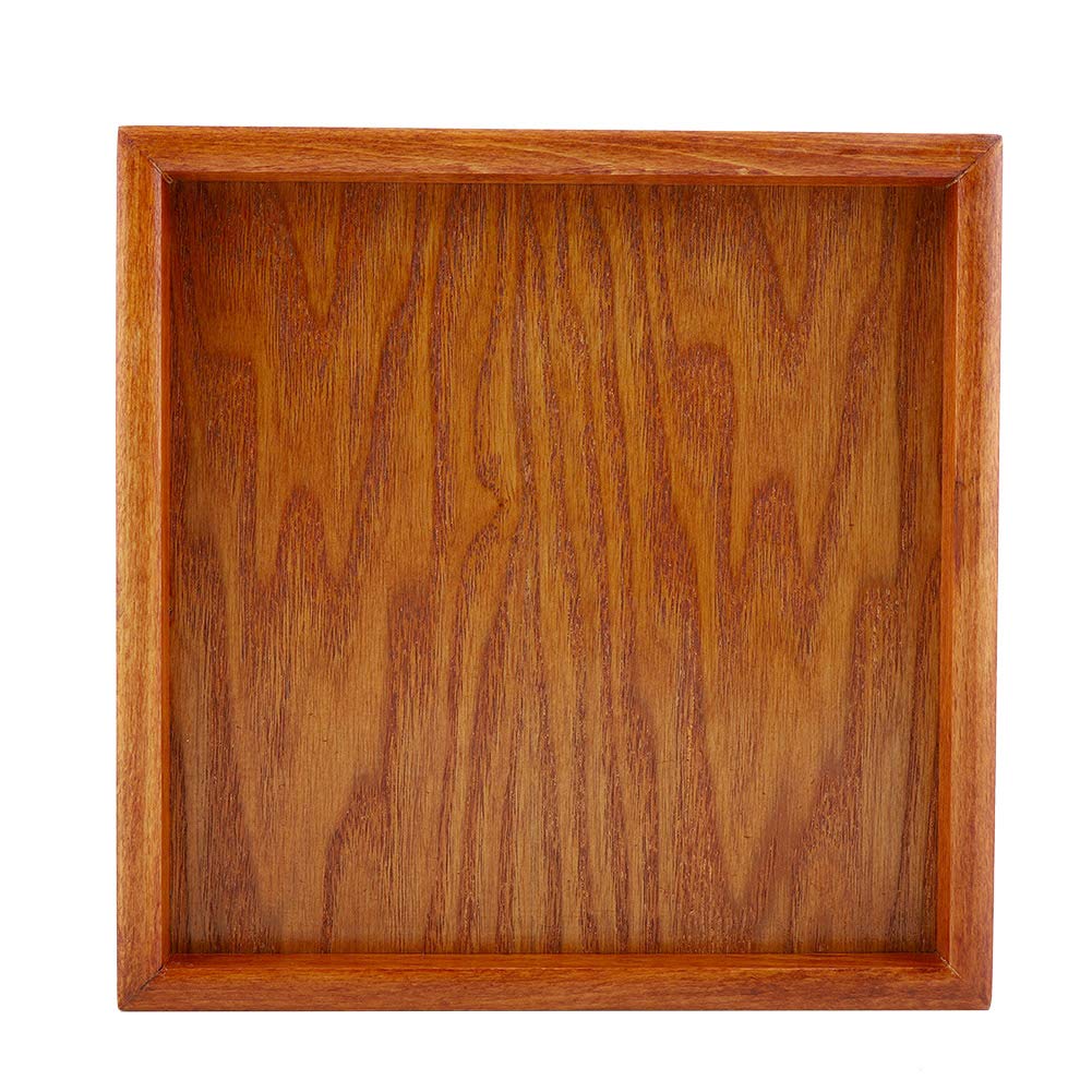 JADPES Solid Wood Serving Tray - Square Wooden Tea Coffee Tray, Sushi Snack Plate for Restaurant, Cafe, Home Kitchen | Perfect for Breakfast in Bed, Afternoon Tea, Party Serving & Dining Table Decor