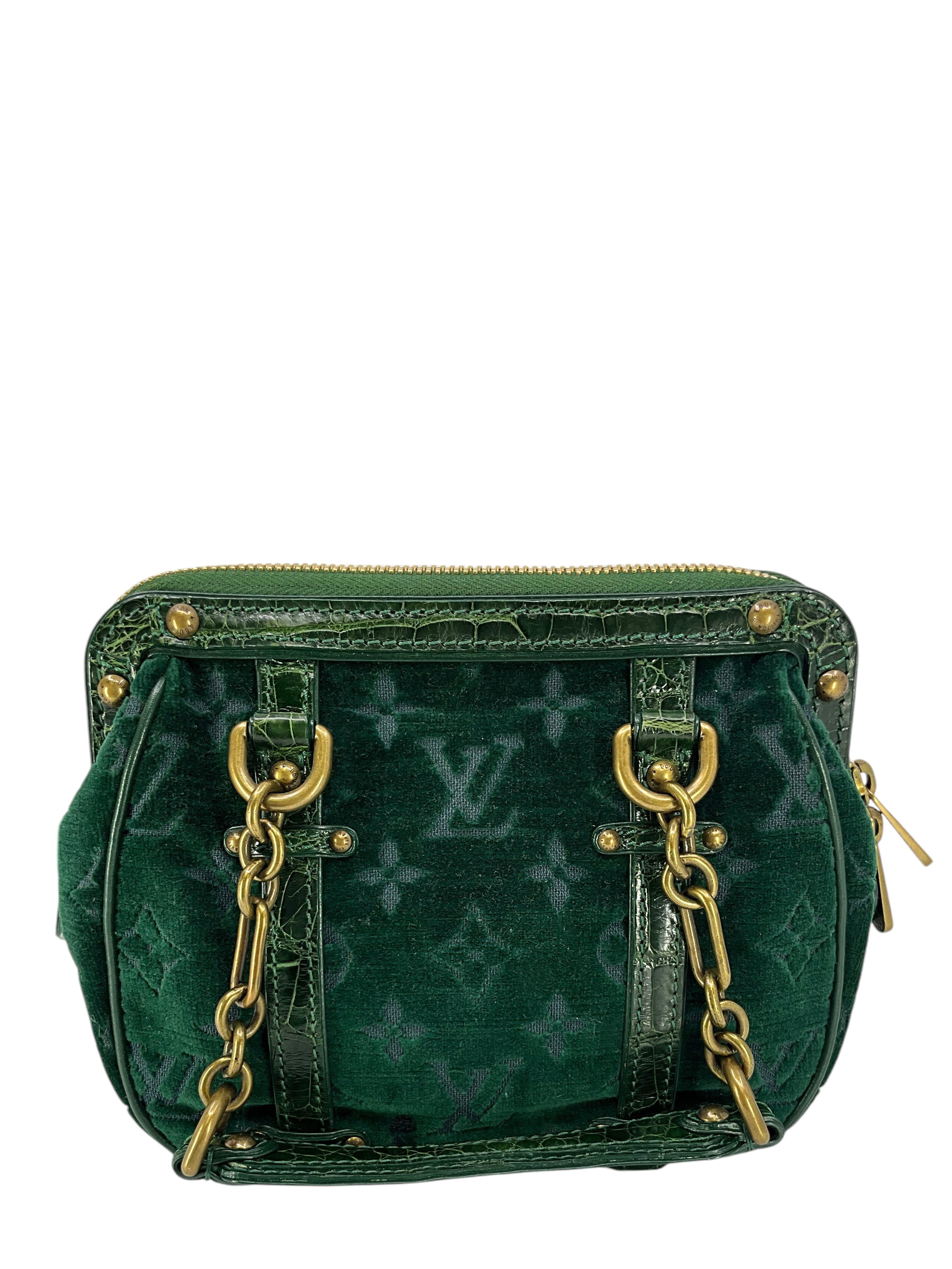 Authentic Louis Vuitton Limited Edition Monogram Velours Alligator Gracie PM Handbag - Luxury Designer Shoulder Bag for Women, Perfect for Evening Parties & Special Occasions