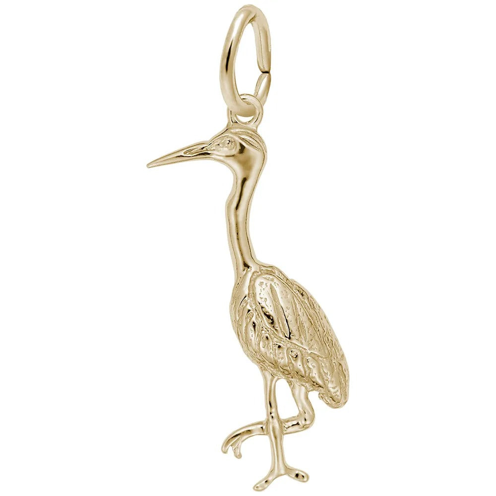 14K Yellow Gold Heron Charm Pendant Necklace - Elegant Handmade Jewelry for Women - Perfect Gift for Birthday, Anniversary & Special Occasions