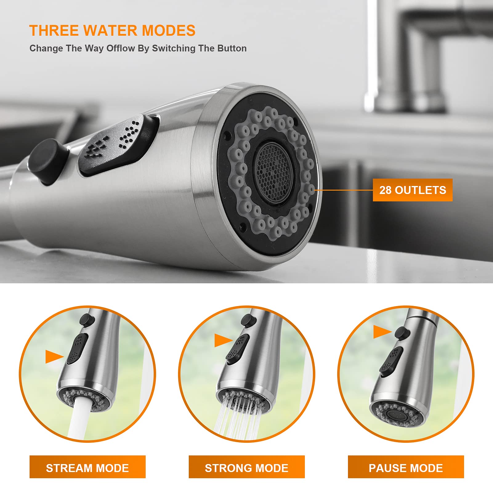 KEER Smart Touch Kitchen Faucet with Pull Down Sprayer - Brushed Nickel Stainless Steel Sink Faucet for Modern Home Kitchen | Easy One-Touch Operation, Ideal for Cooking, Washing Dishes & Food Prep