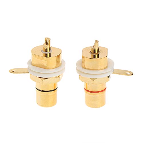 2-Pack CMC Gold Plated Copper RCA Female Phono Jack Panel Mount Chassis Connector - High-Quality Audio Equipment for Home Theater & Professional Studio Setup