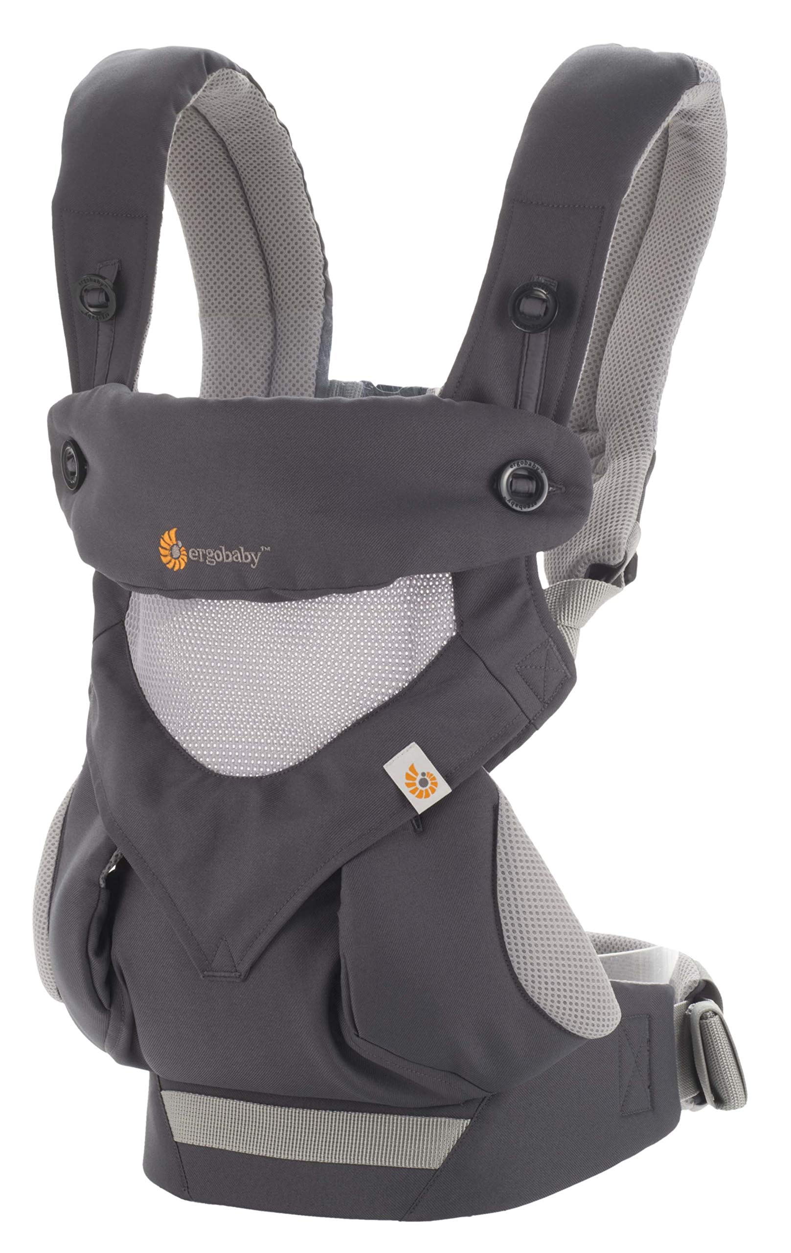 Ergobaby 360 All-Position Baby Carrier with Lumbar Support for Newborn to Toddler (12-45 lbs) - Breathable Cool Air Mesh, Carbon Grey - Perfect for Hands-Free Parenting, Hiking & Travel