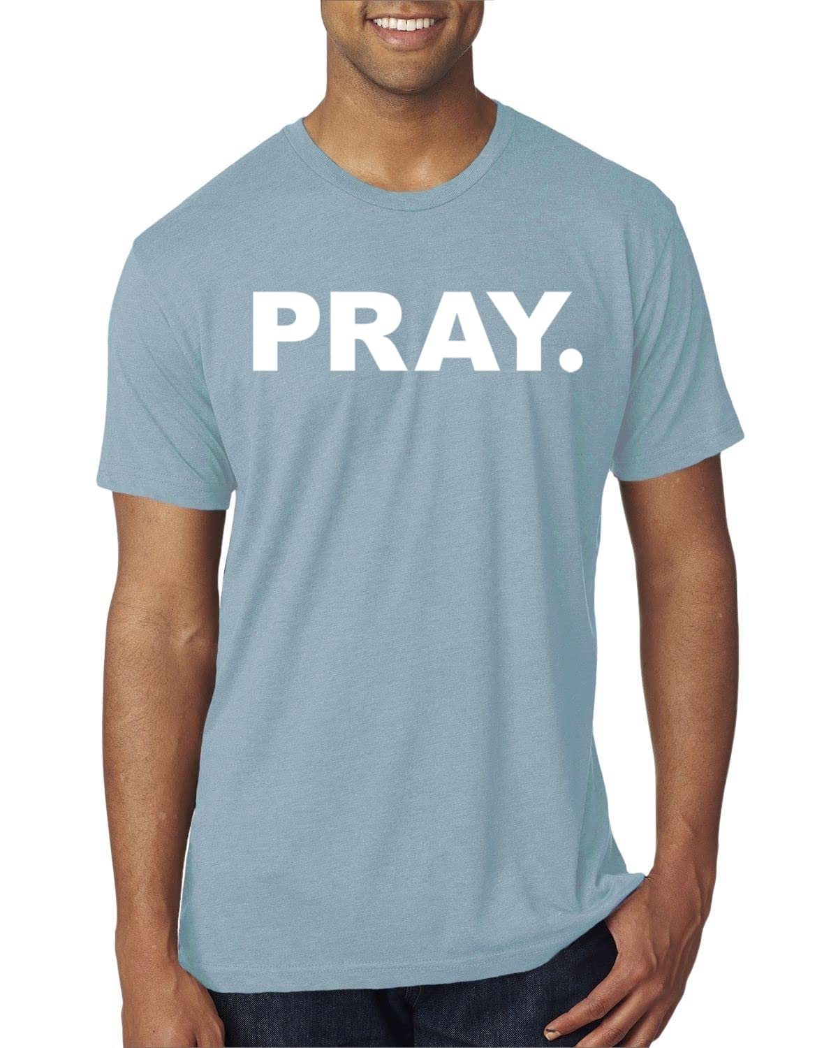 Pray. Inspirational Christian Men's Premium Tri-Blend T-Shirt - Soft Comfort Fit for Church, Bible Study & Daily Wear