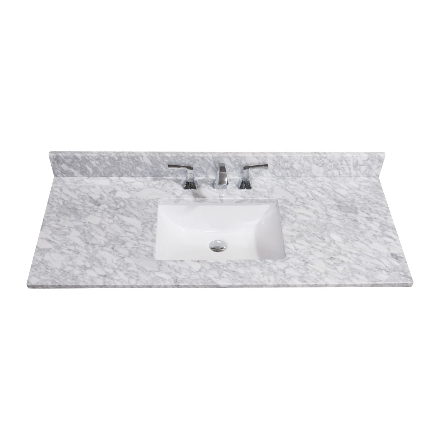 49-inch Carrara White Natural Marble Bathroom Vanity Top with Integrated White Basin - Perfect for Modern Master Bath & Powder Room Renovations