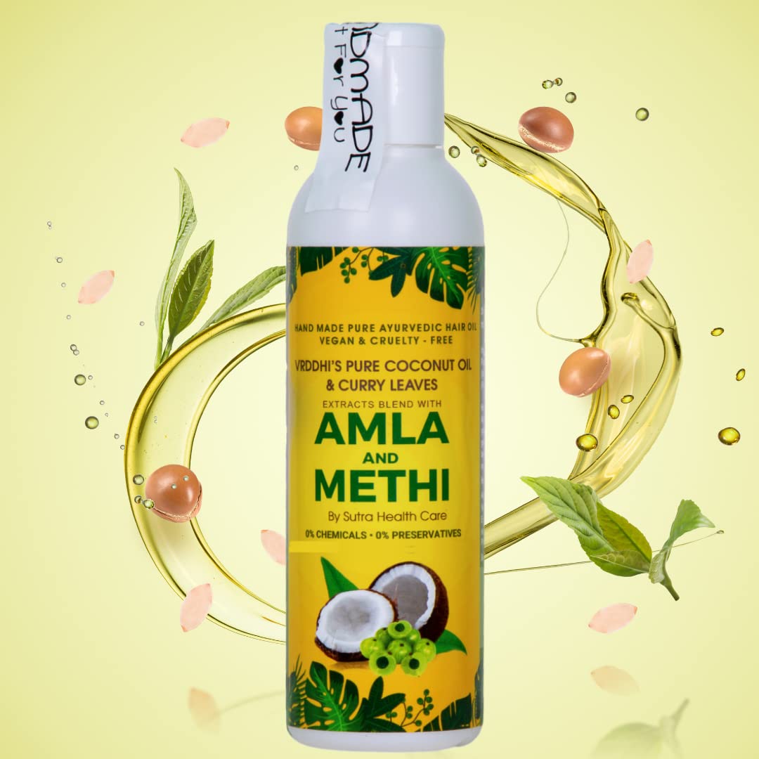 Organic Amla Hair Oil with Fenugreek & Curry Leaves - Natural Hair Growth Treatment for Hair Loss Prevention & Scalp Rejuvenation - Chemical-Free & Preservative-Free - 100ml - Perfect for Daily Hair Care & Ayurvedic Scalp Massage