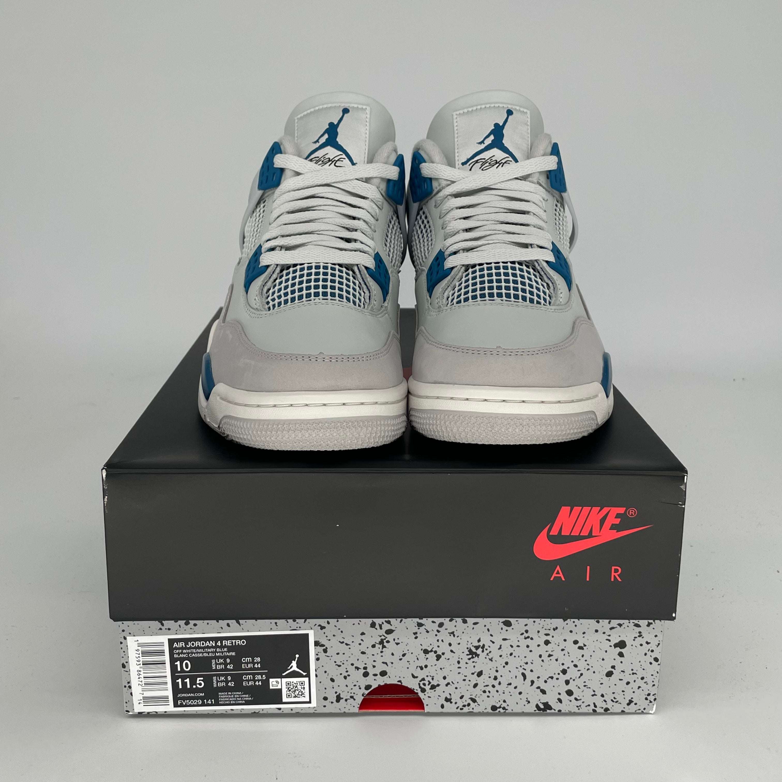 Original Air Jordan 4 Retro 'Military Blue' Men's Basketball Shoes - Size 10 & Women's Size 11.5 (FV5029-141) - Perfect for Sneaker Collectors & Streetwear Fashion