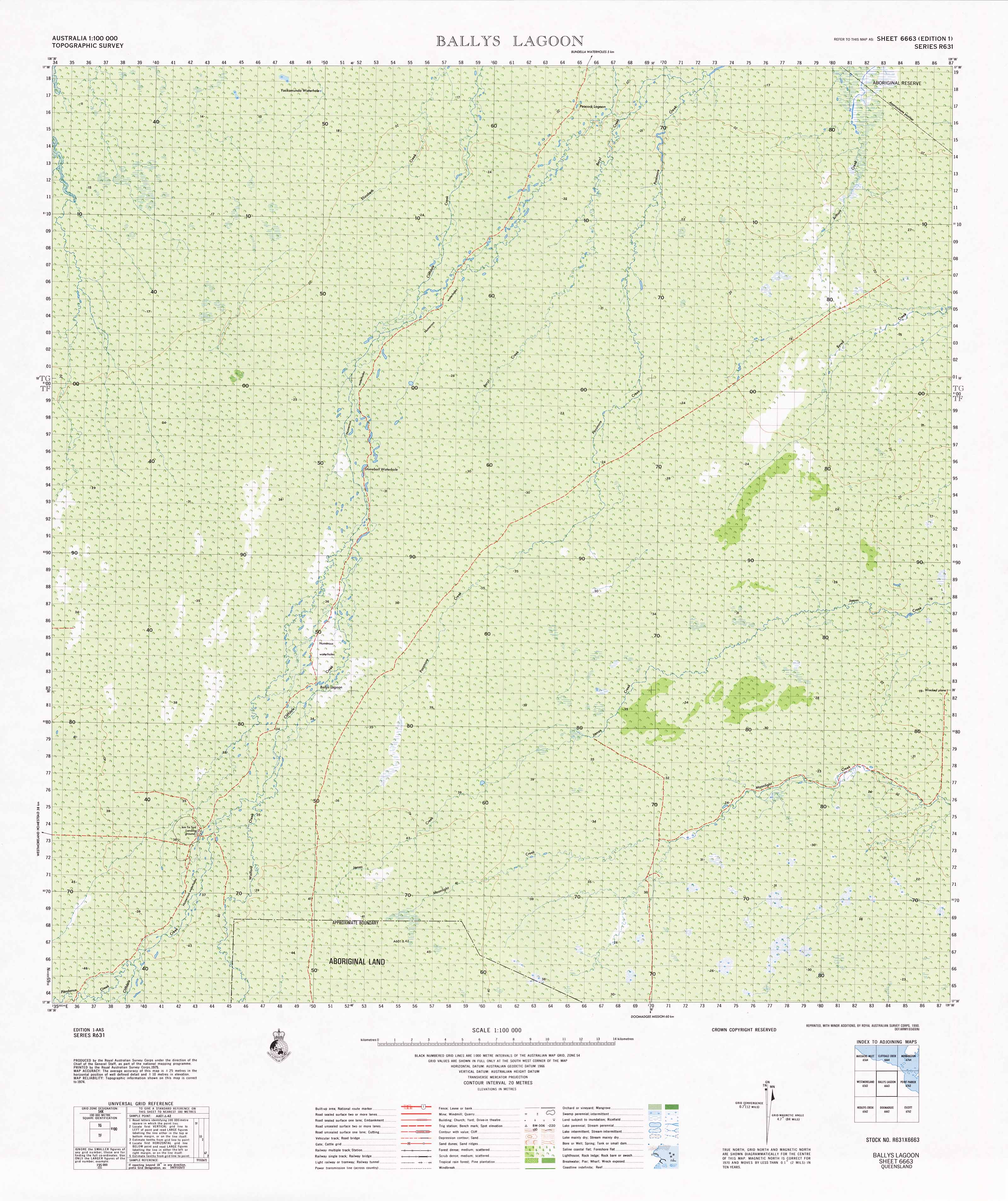 Ballys Lagoon 1:100,000 Scale Topographic Map - Detailed Hiking, Camping & Outdoor Adventure Navigation