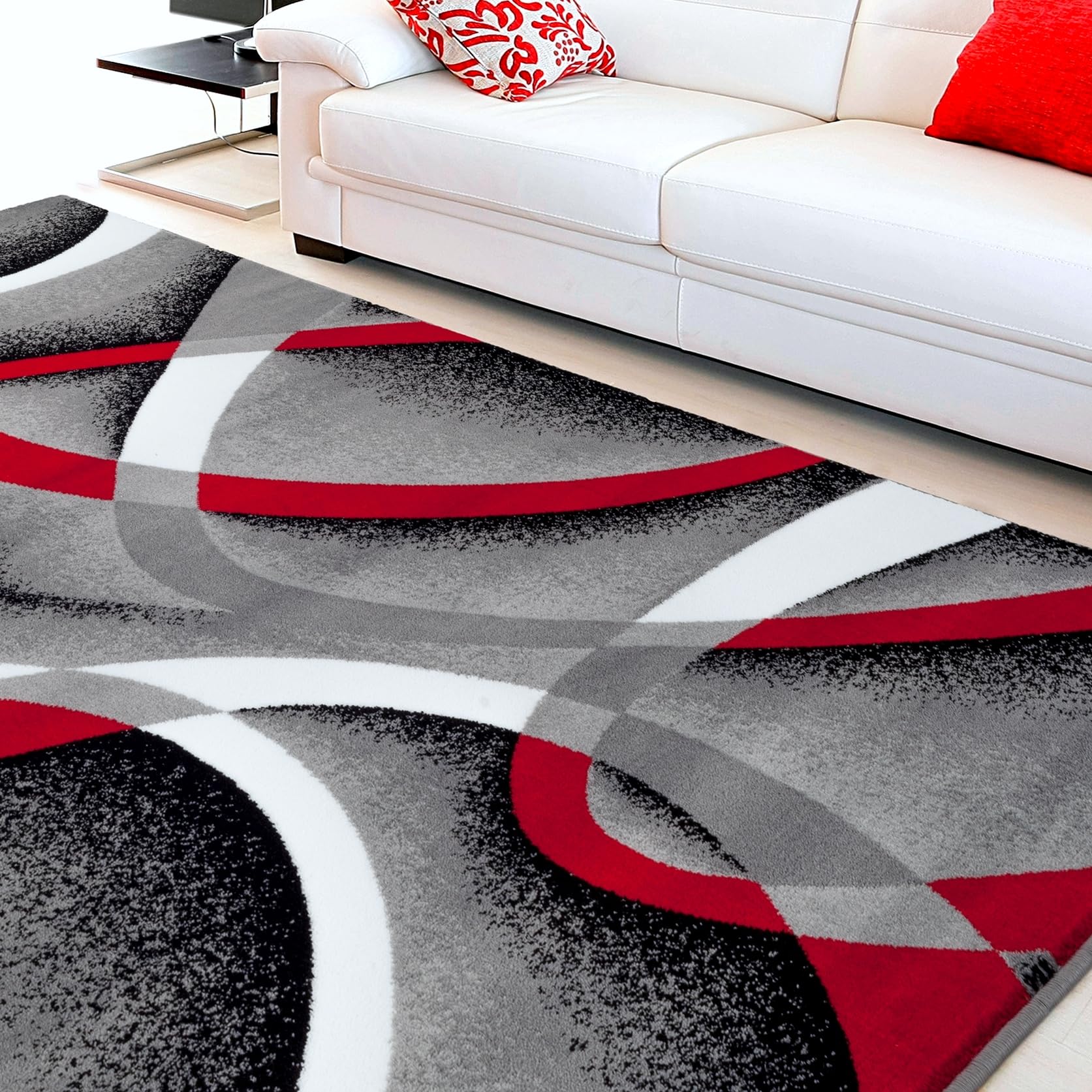 2305 Gray 8x11ft Abstract Modern Area Rug - Soft Non-Slip Living Room Carpet for Bedroom, Office & Home Decor