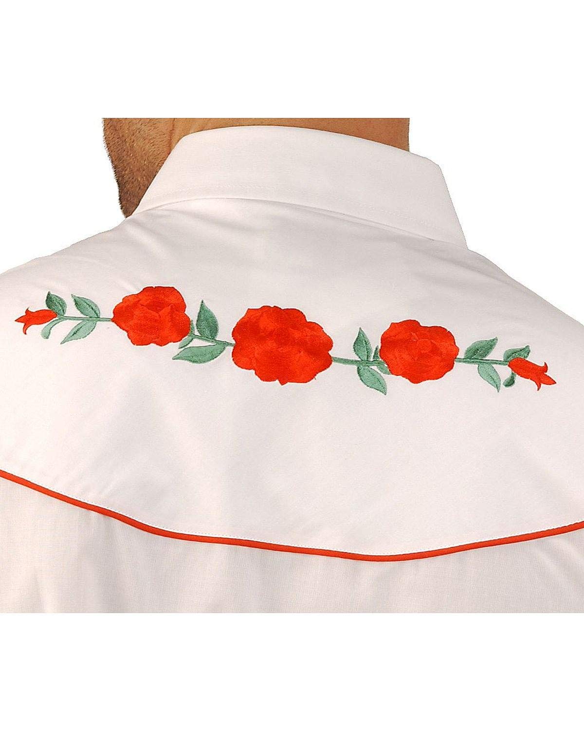 ELY CATTLEMAN Men's Western Long Sleeve Button Down Shirt with Rose Embroidery - Cowboy Style Casual & Work Shirt for Rodeo, Ranch, and Country Fashion