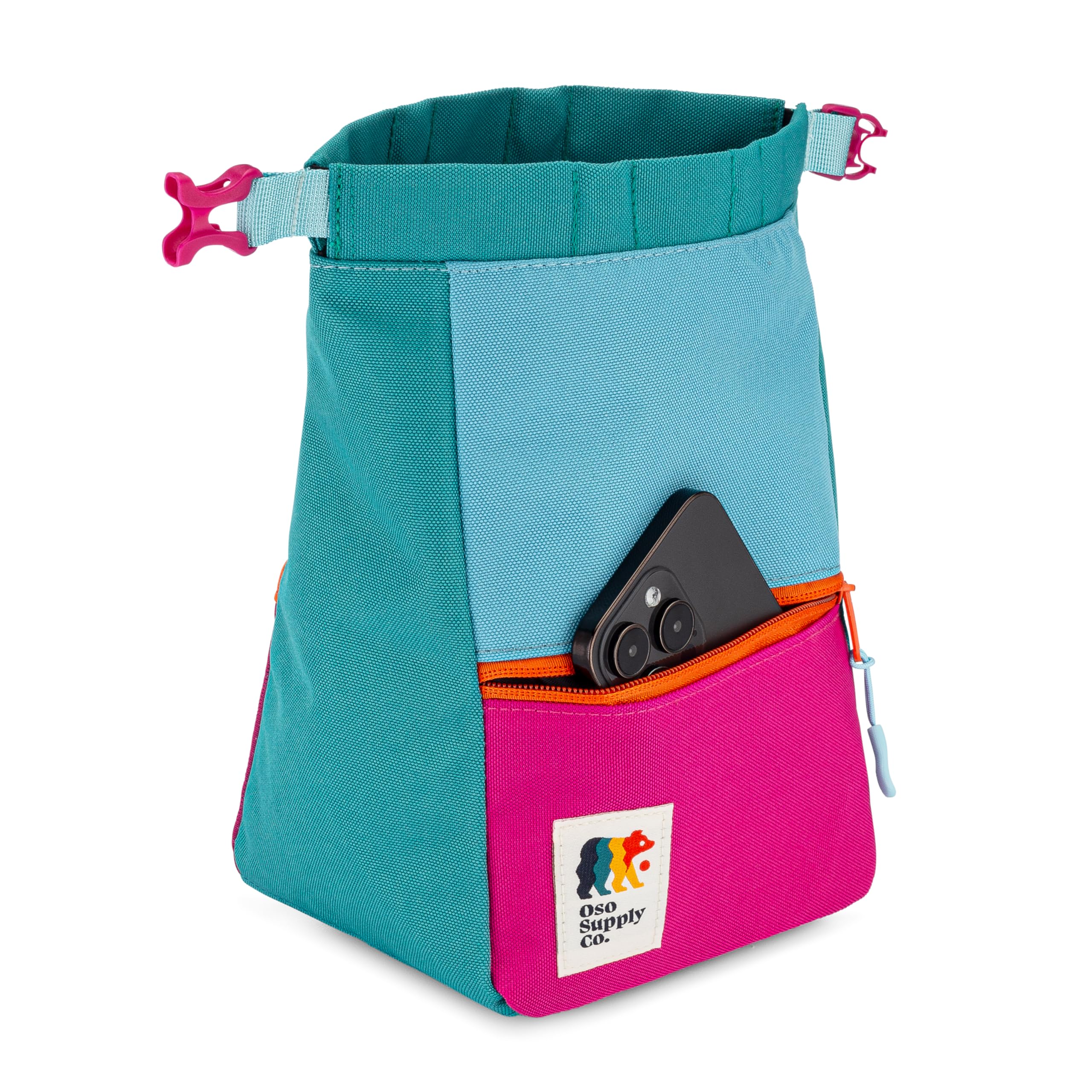 **Crux Bouldering Chalk Bucket - Large Rock Climbing Chalk Bag with Magnetic Closure, Zippered Pockets & Mesh Pouch for Climbers, Weightlifting, Gymnastics - Perfect for Indoor & Outdoor Training**