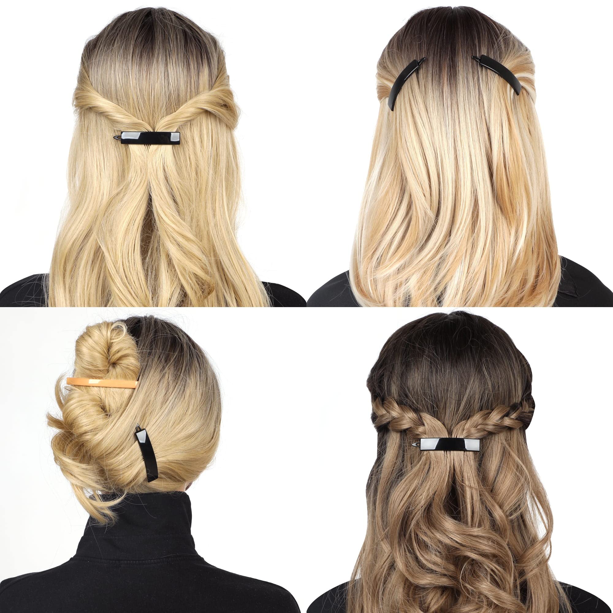 12pcs Hair Barrettes Set for Women and Girls - Non-Slip Grip Hair Clips for Thick, Thin & Fine Hair | BPA Free Handmade Snap Hairpins | Perfect for School, Work, Parties & Everyday Styling