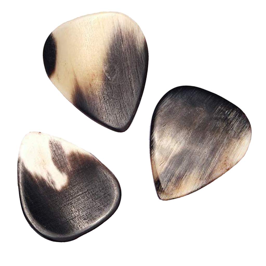 3-Piece Buffalo Horn Guitar Picks - Premium Natural Plectrums for Acoustic & Electric Guitars - Durable Guitar Accessories for Musicians & Performers (Perfect for Live Shows, Studio Recording & Practice)