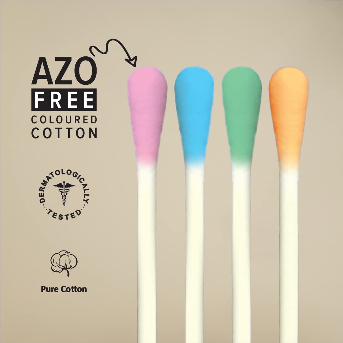 TULIPS Cotton Swabs - 3 Pack Multicolor Ear Buds with White Paper Stick (100/200 Tips) in Jar - Perfect for Makeup, Baby Care & First Aid