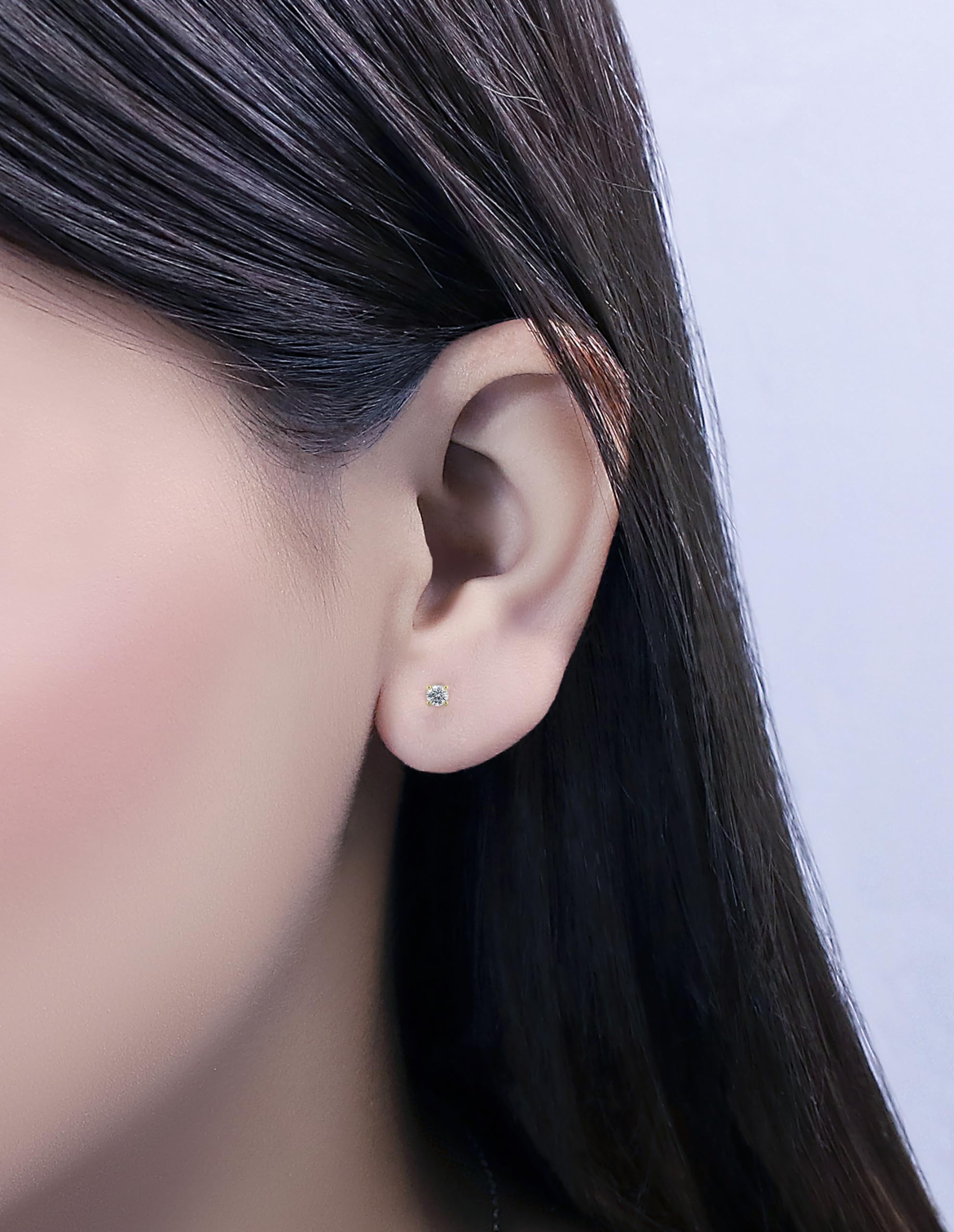 IGI Certified Lab Grown White Diamond Stud Earrings for Women - 18K Solid Gold Screw Back Earrings | Dazzlingrock Collection | Perfect for Weddings, Anniversaries & Special Occasions