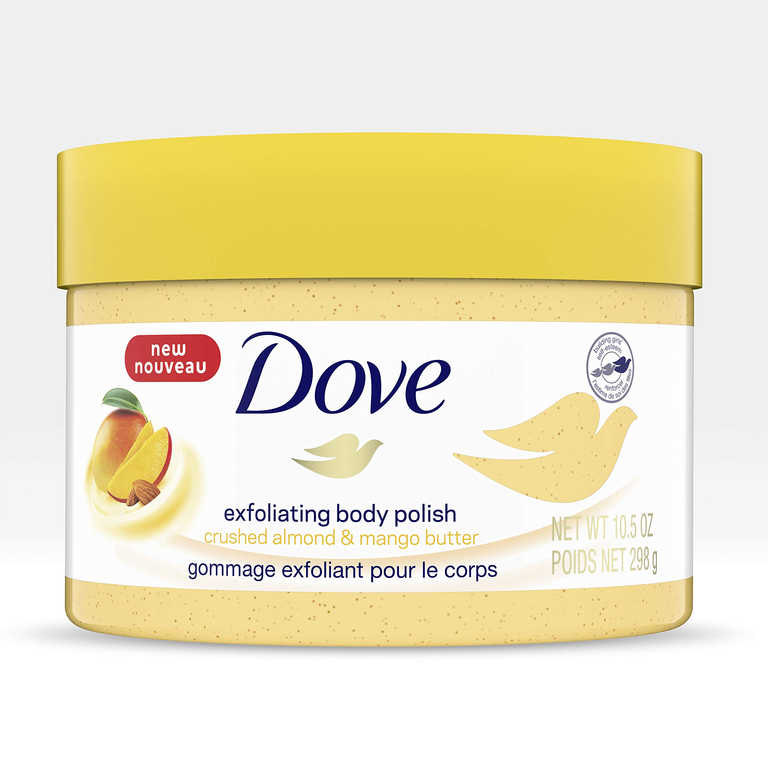 Dove Exfoliating Body Scrub with Crushed Almond & Mango Butter - 10.5 oz (4 Pack) - Gentle Exfoliator for Dry Skin - Reveals Healthy Glowing Skin - Perfect for Shower, Spa & Self-Care Routine