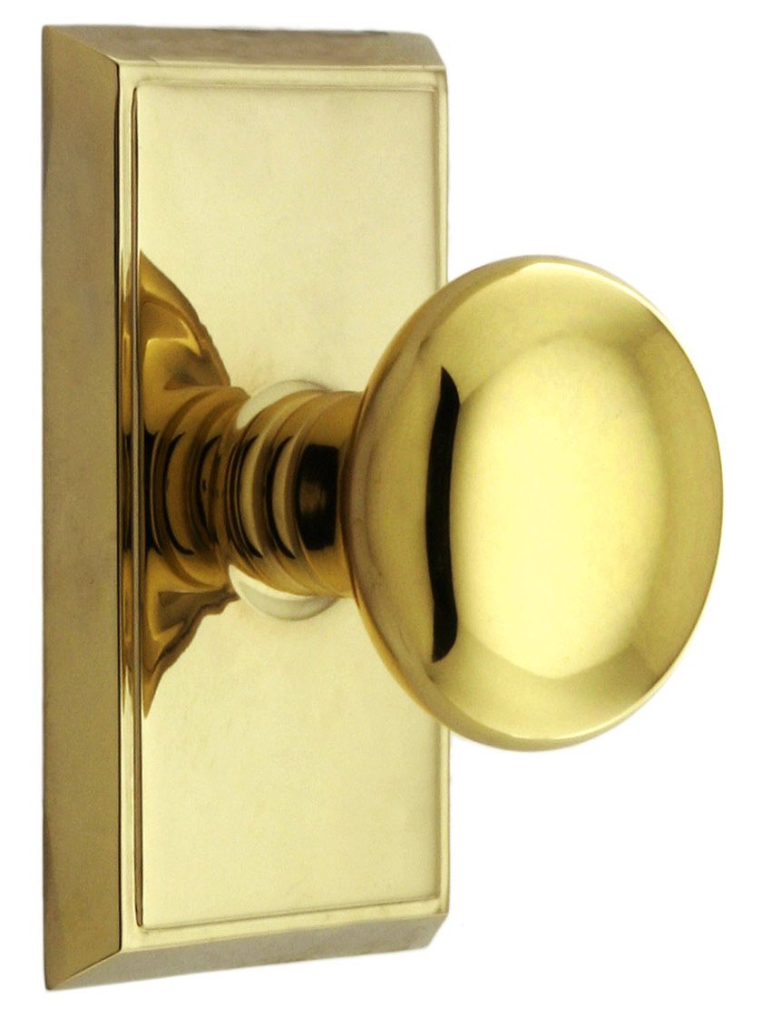 Providence Privacy Door Set with Round Brass Knobs in Polished Brass - Premium Interior Door Hardware for Bedrooms & Bathrooms