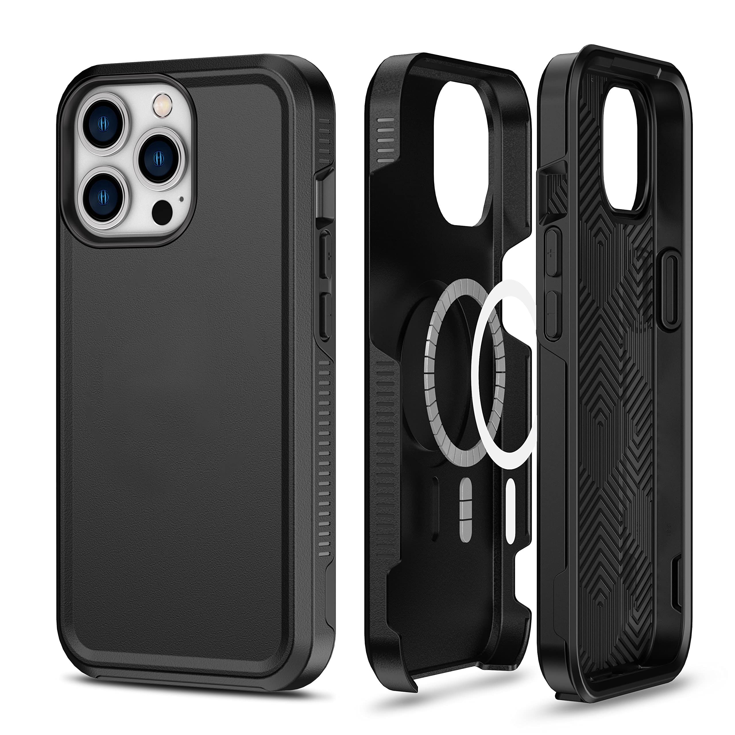 CUCICU Magnetic Heavy Duty Military Grade Shockproof Case for iPhone 12/13 Pro Max (6.7 Inch) - Slim Lightweight Drop Protective MagSafe Compatible Cover - Perfect for Outdoor, Work & Travel (Black)