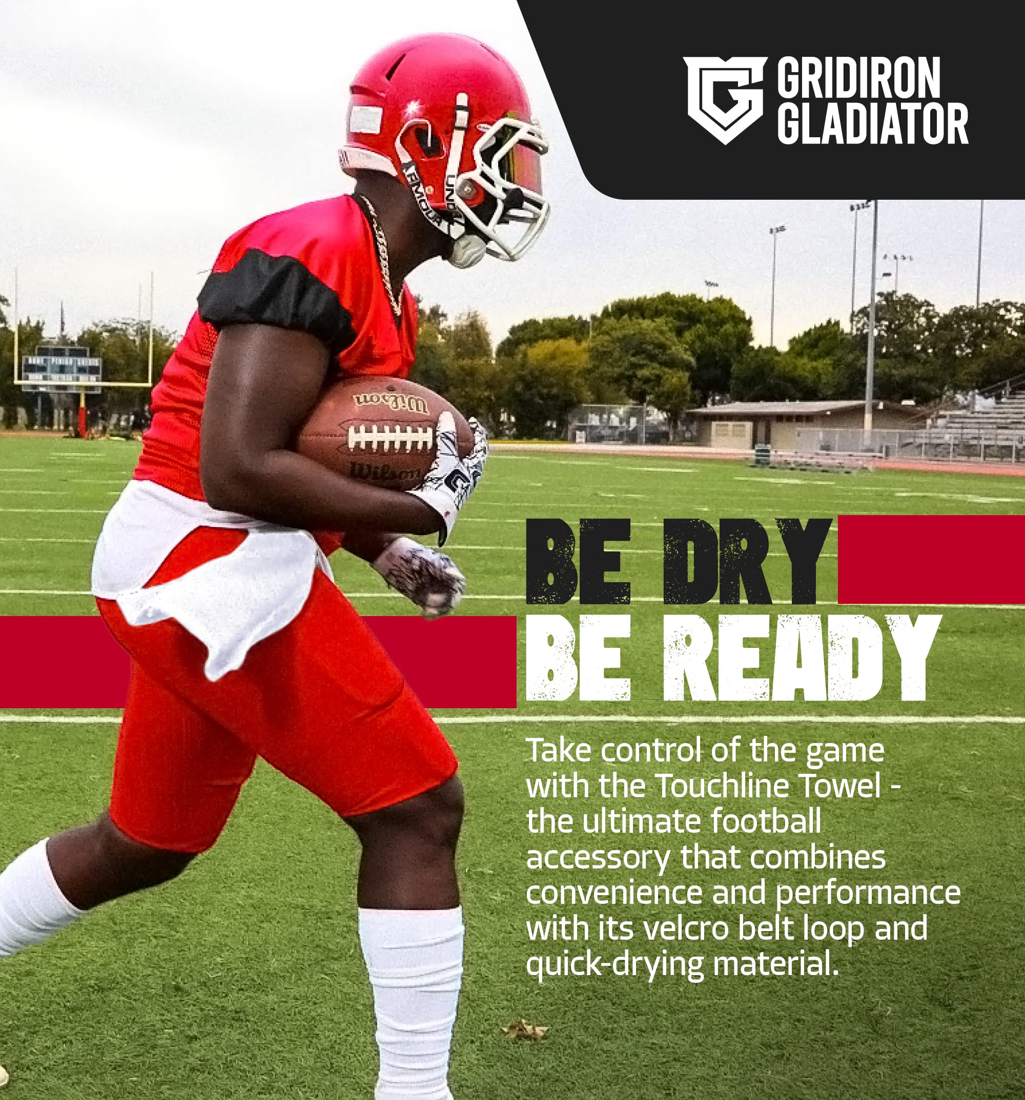 Premium Pure Cotton Football Towel for Youth & Men - Absorbent Sideline QB Towel with Hook & Loop Closure - Perfect for Games, Training & Sports Events