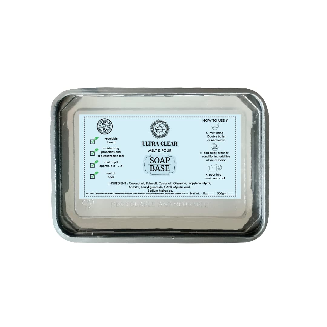 Aaranyam Clear Transparent Glycerin Soap Base - 1000g for DIY Soap Making | Melt & Pour Soap Base | Handmade Soap Crafting Supplies | Perfect for Homemade Soaps, Bath Bombs & Gift Sets