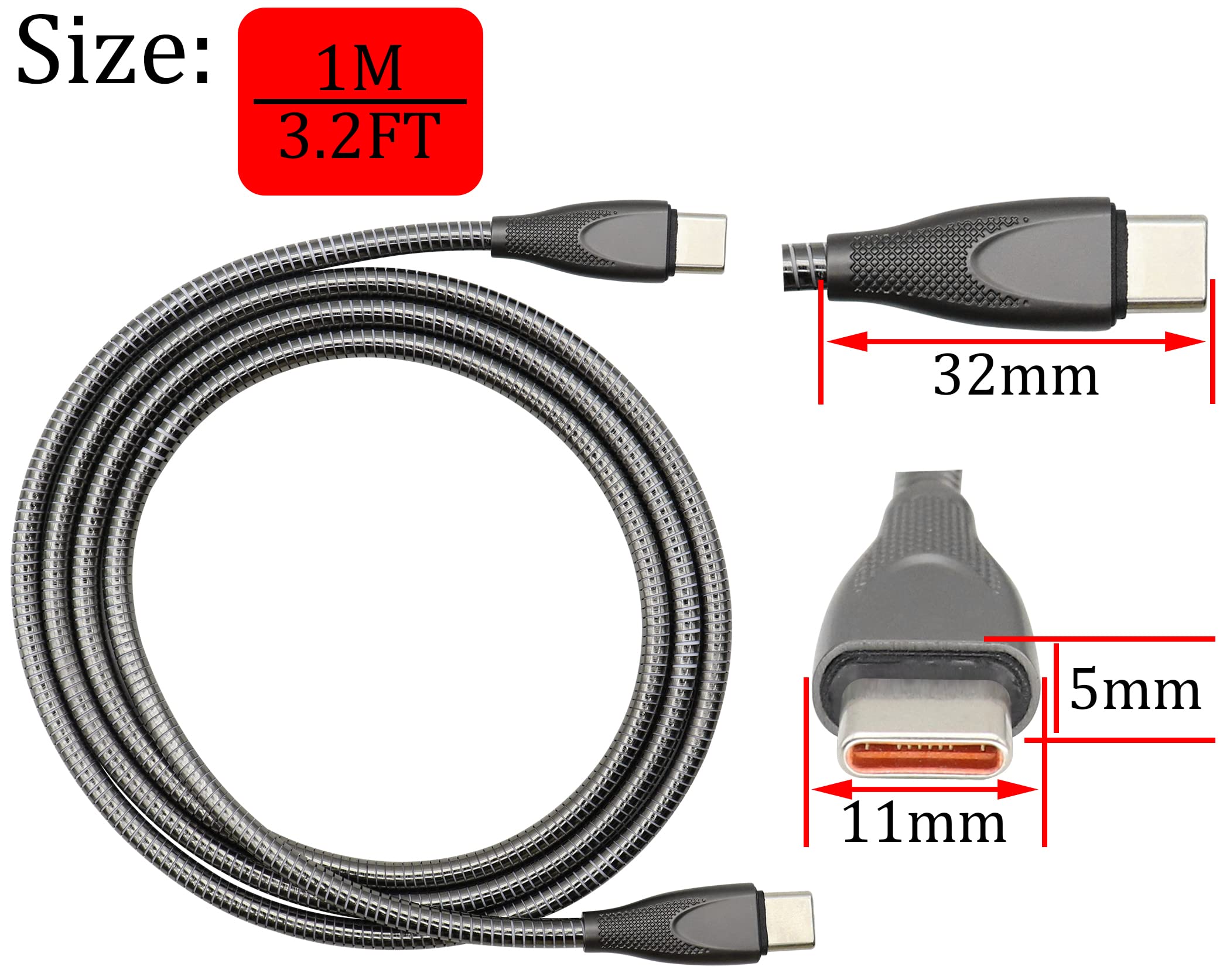 Premium USB C to USB C Cable - 3.3ft Braided Nylon Fast Charging Cord with Metal Connectors, 60W PD Power Delivery & 480Mbps Data Transfer - Perfect for MacBook, iPad Pro, Samsung Galaxy & Nintendo Switch Charging