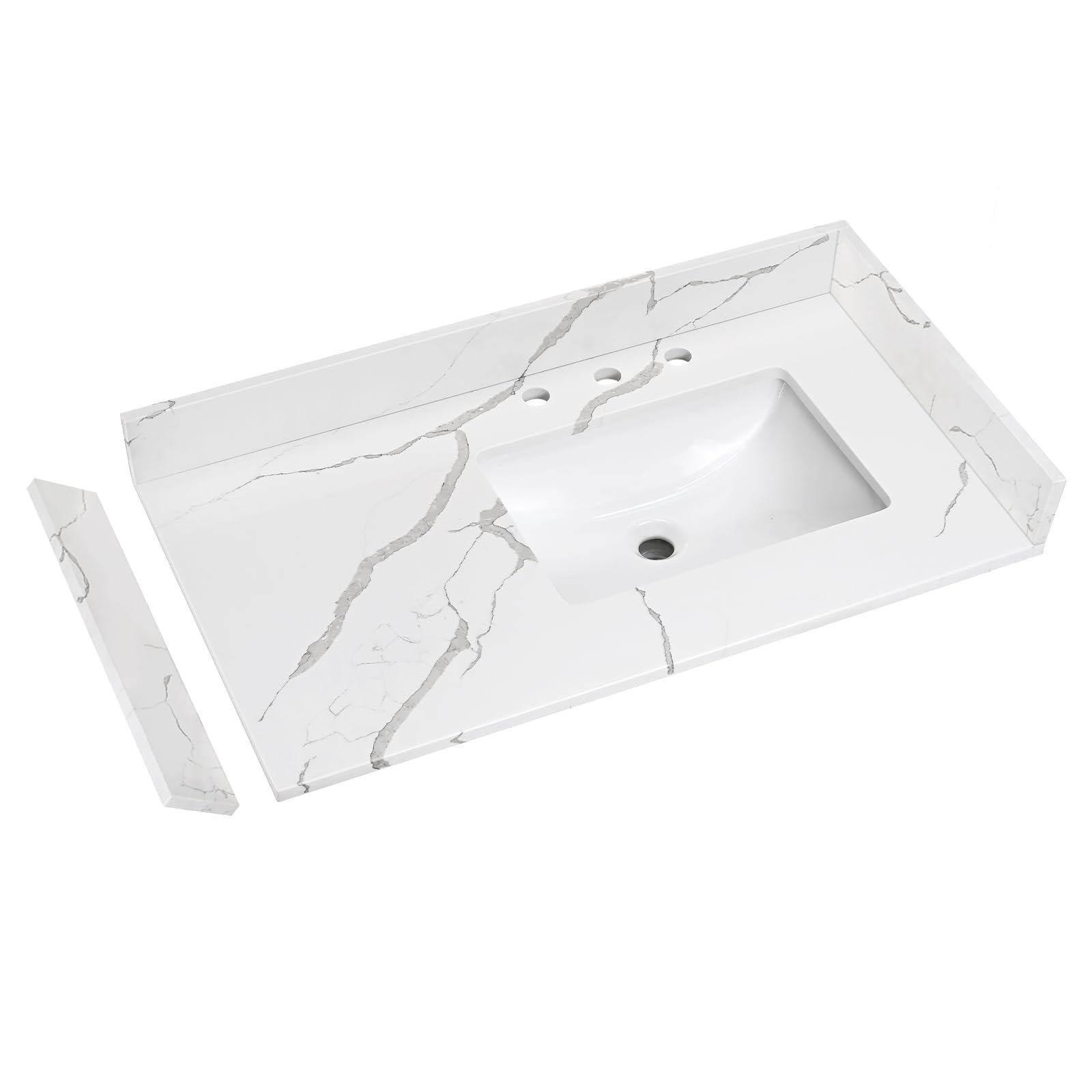 Calacatta Quartz Vanity Top with Sink - 36x22 Inch for Bathroom